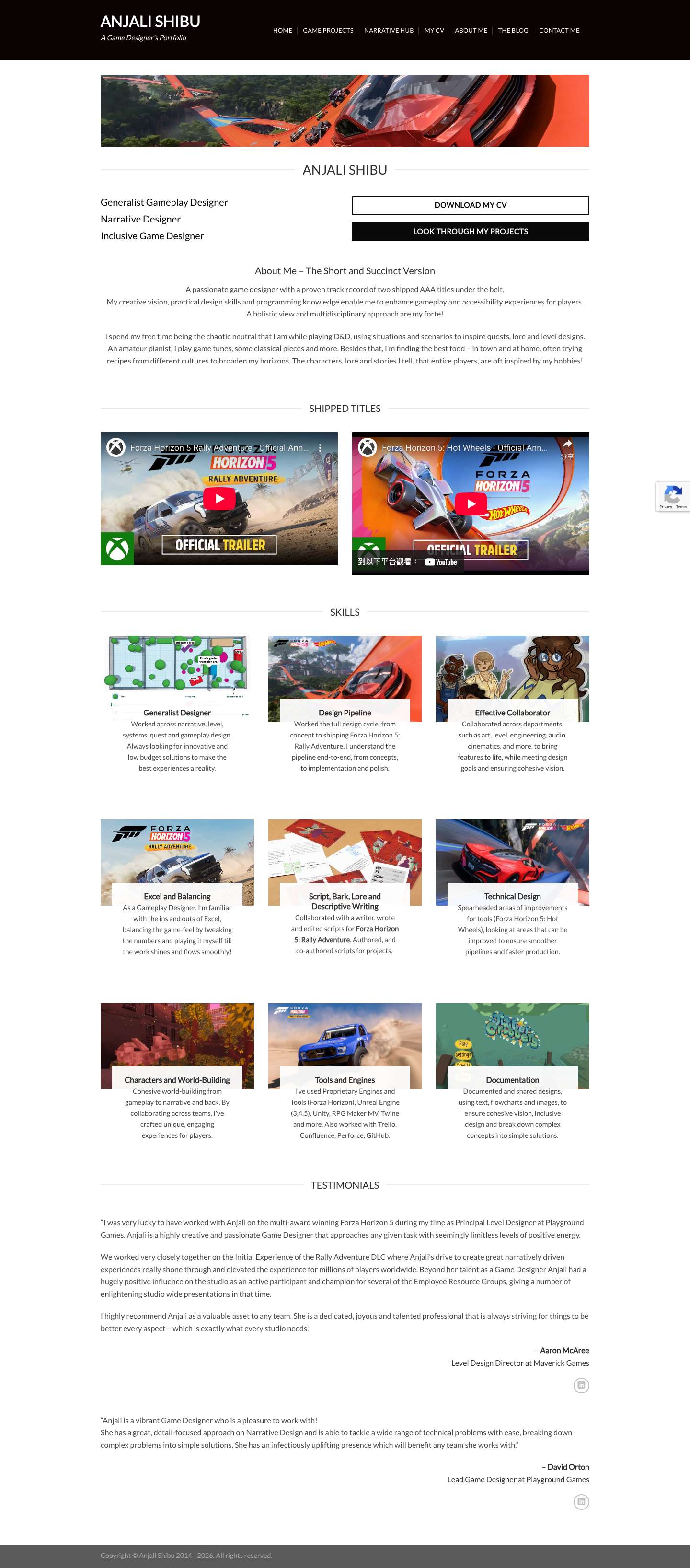 Anjali Shibu / Design Youkai - A Portfolio Website - Full Screenshot