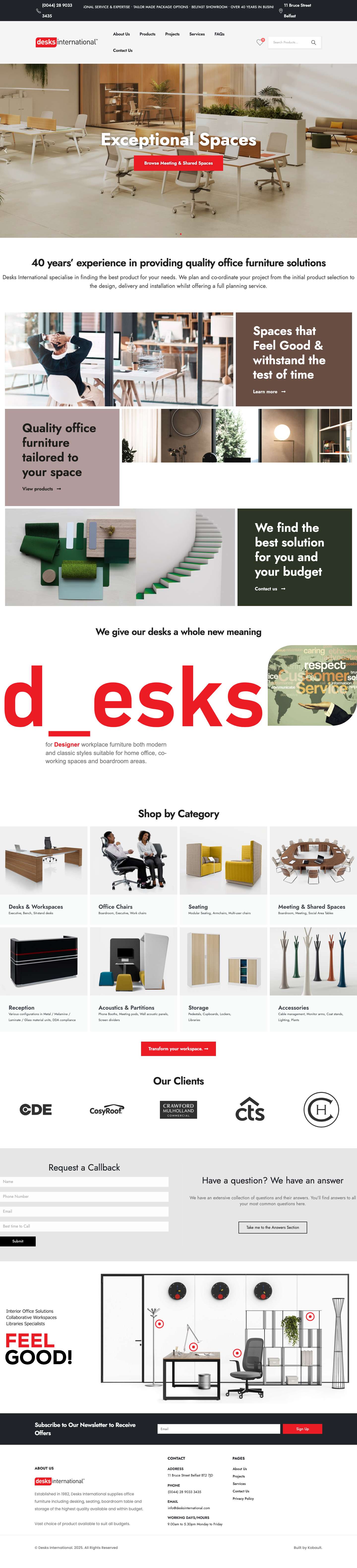 Desks International | Office Furniture Supplier Belfast - Full Screenshot