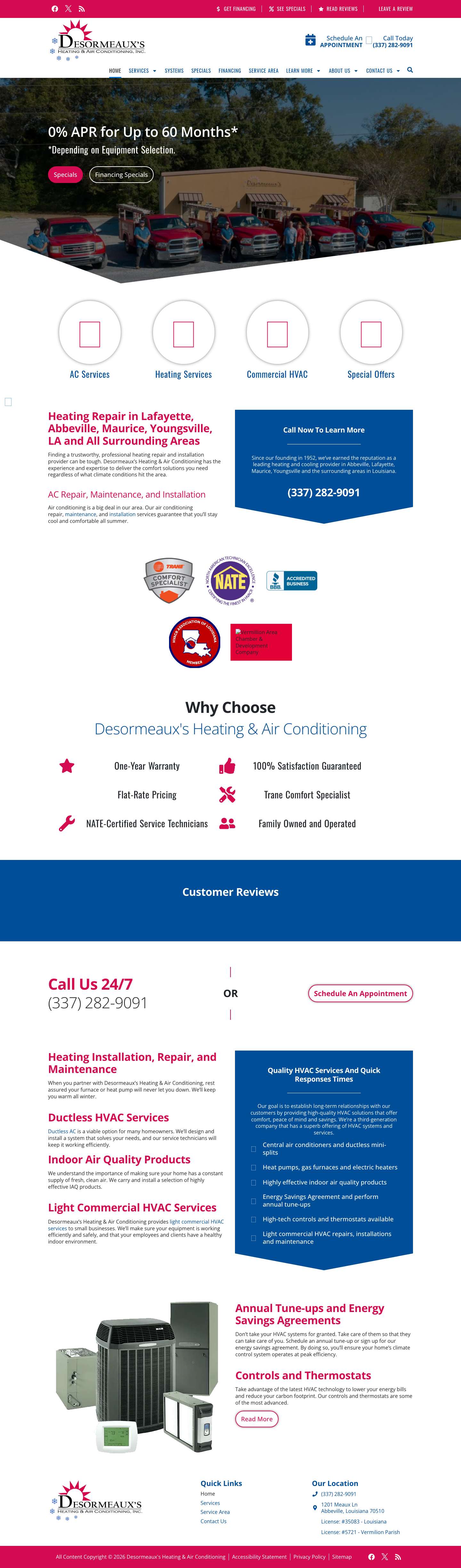 Heating Repair | Lafayette, LA | Desormeaux's Heating & Air Conditioning - Full Screenshot