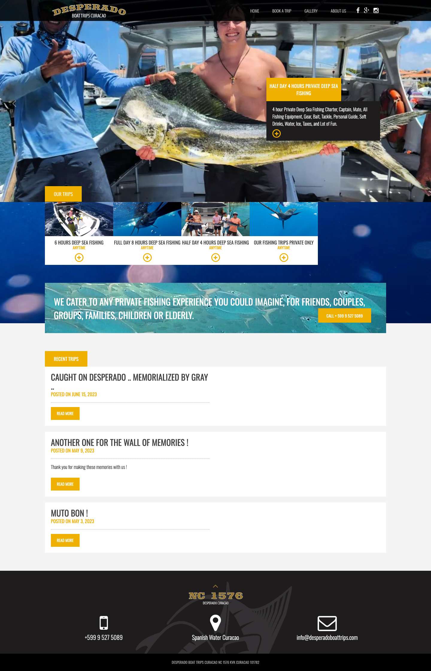 Home - Desperado Boat Trips Curacao - Full Screenshot