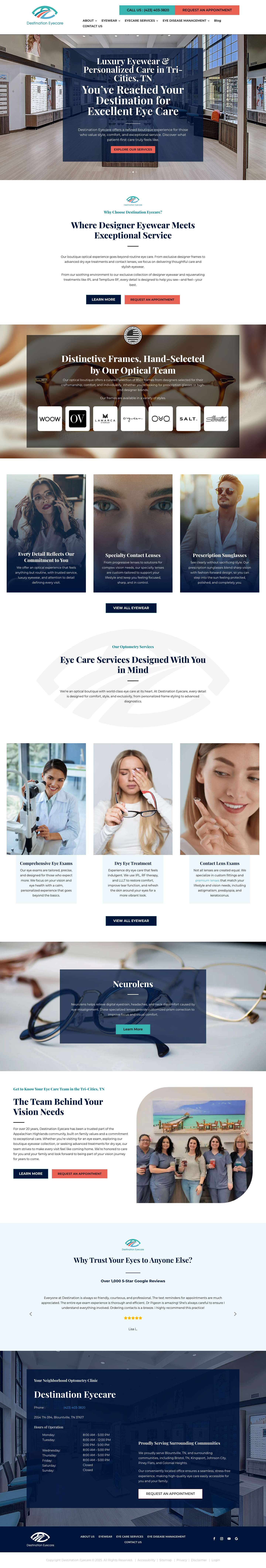 Home - Destination Eyecare - Full Screenshot