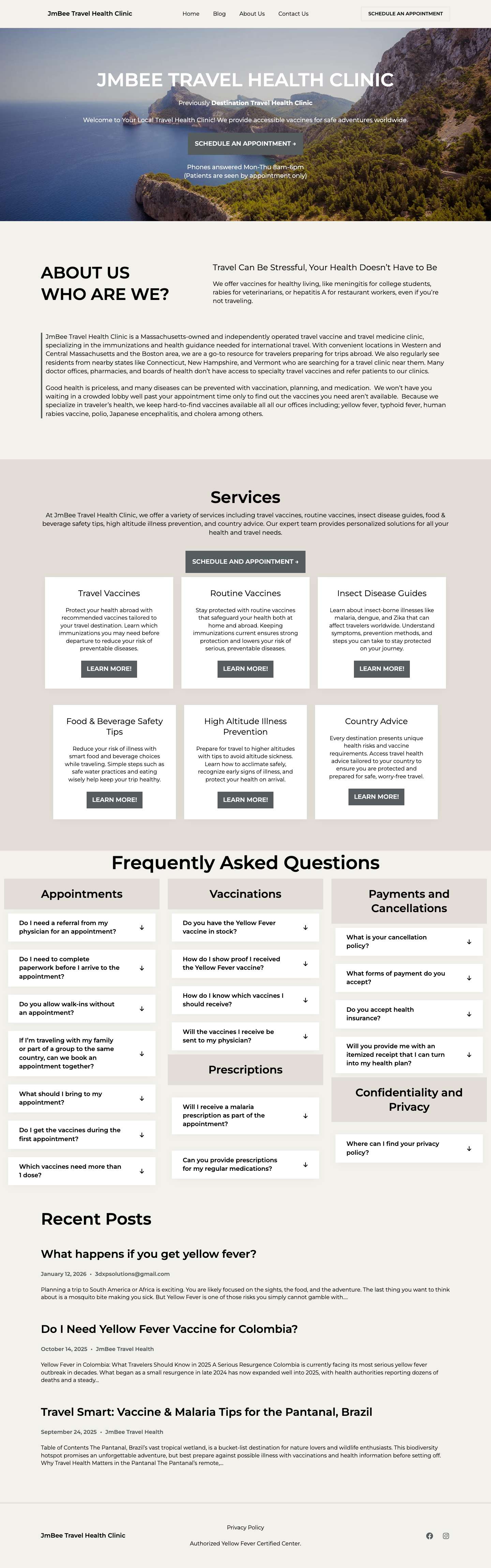 JmBee Travel Health Clinic - Full Screenshot