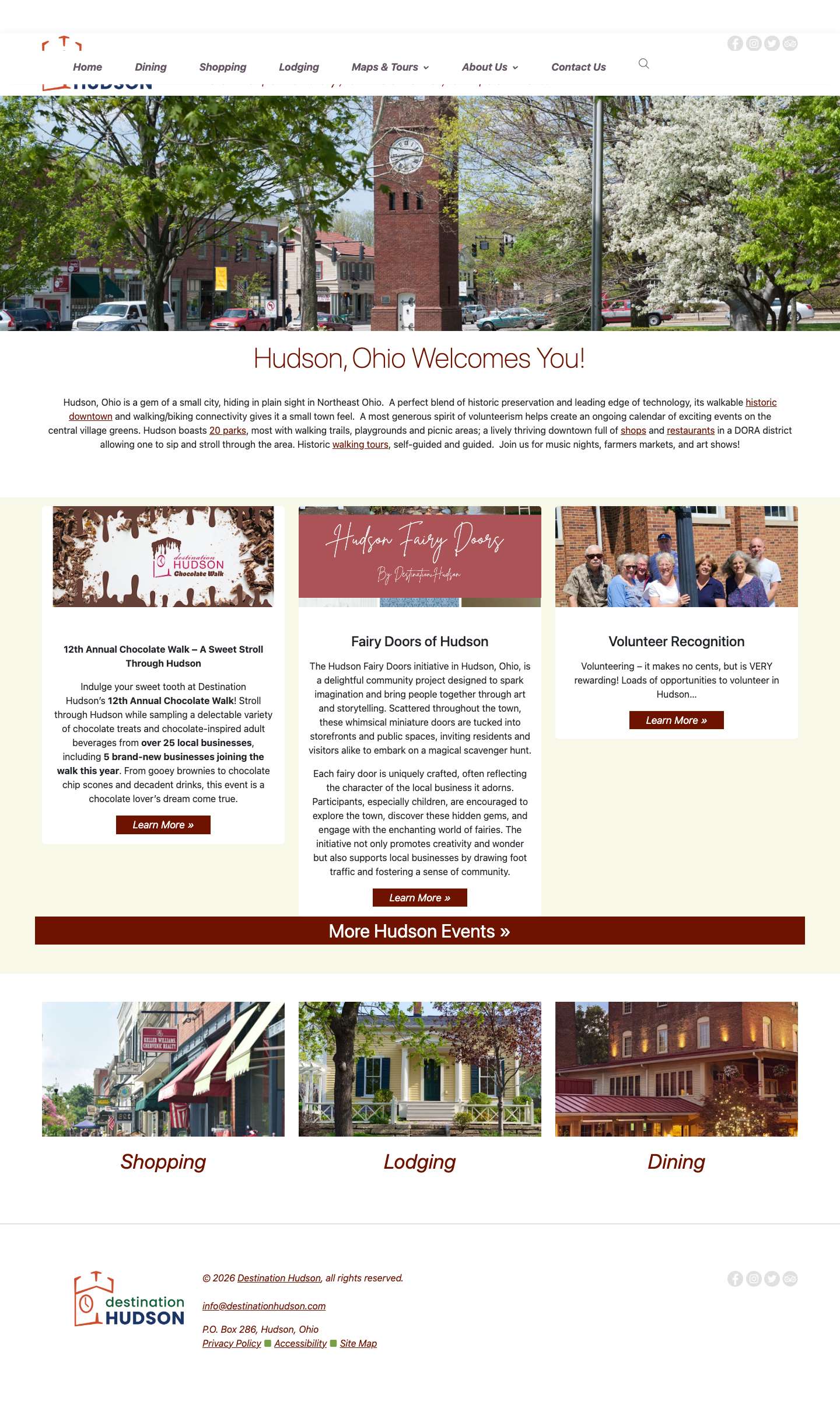 Hudson, Ohio Welcomes You! | Destination Hudson Visitor's Center Ohio - Full Screenshot