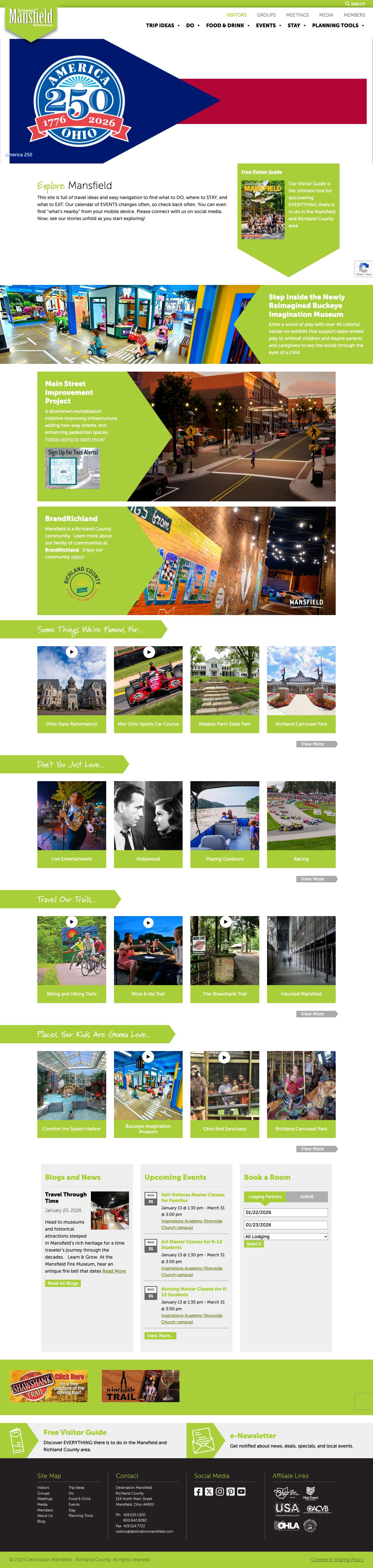 Home - Destination Mansfield - Full Screenshot