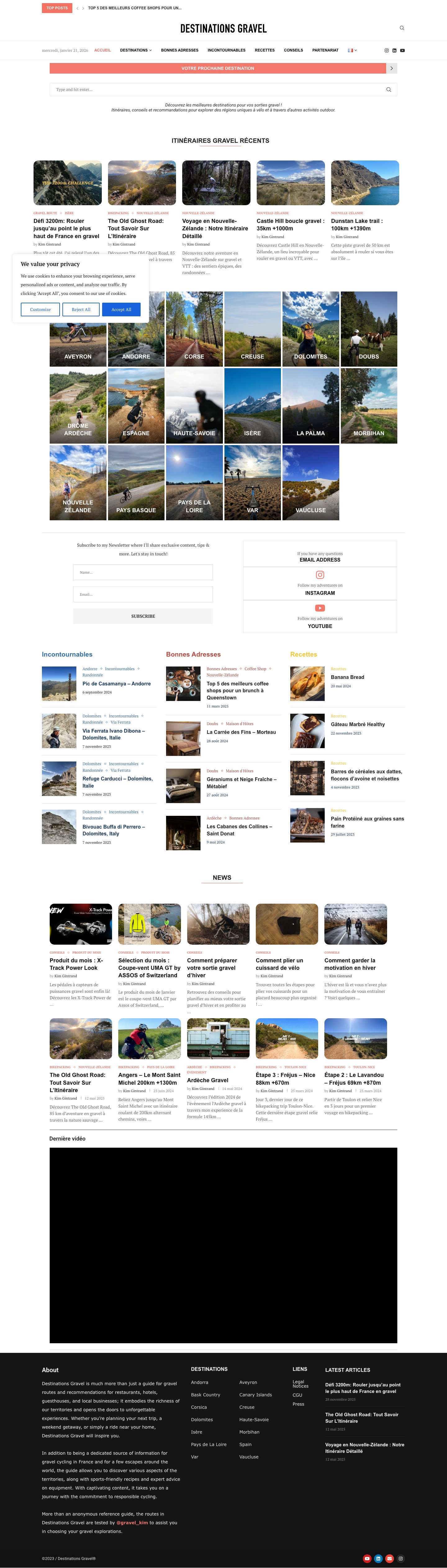 Accueil - Destinations Gravel - Full Screenshot