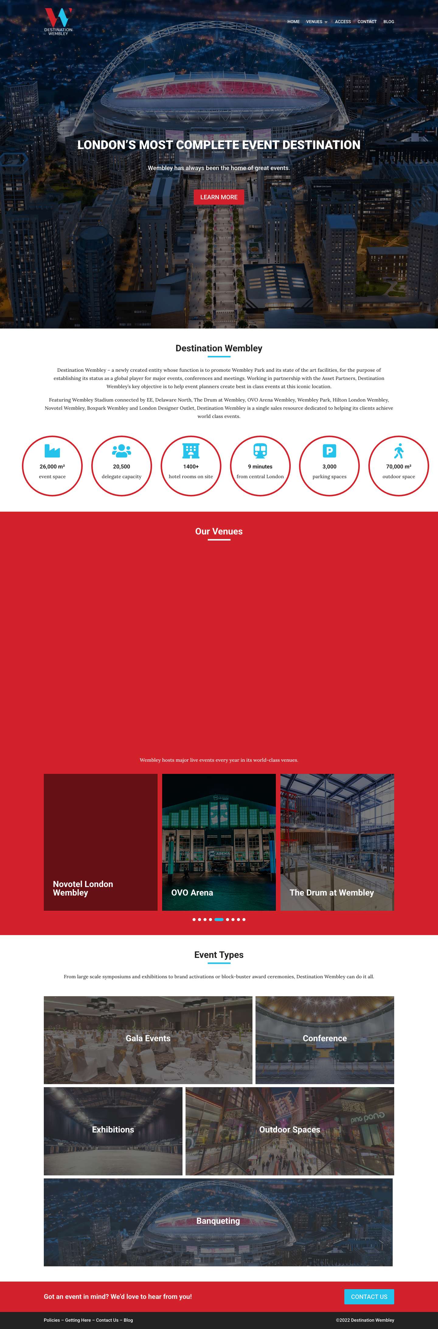 Destination Wembley | London's Most Complete Event Destination - Full Screenshot