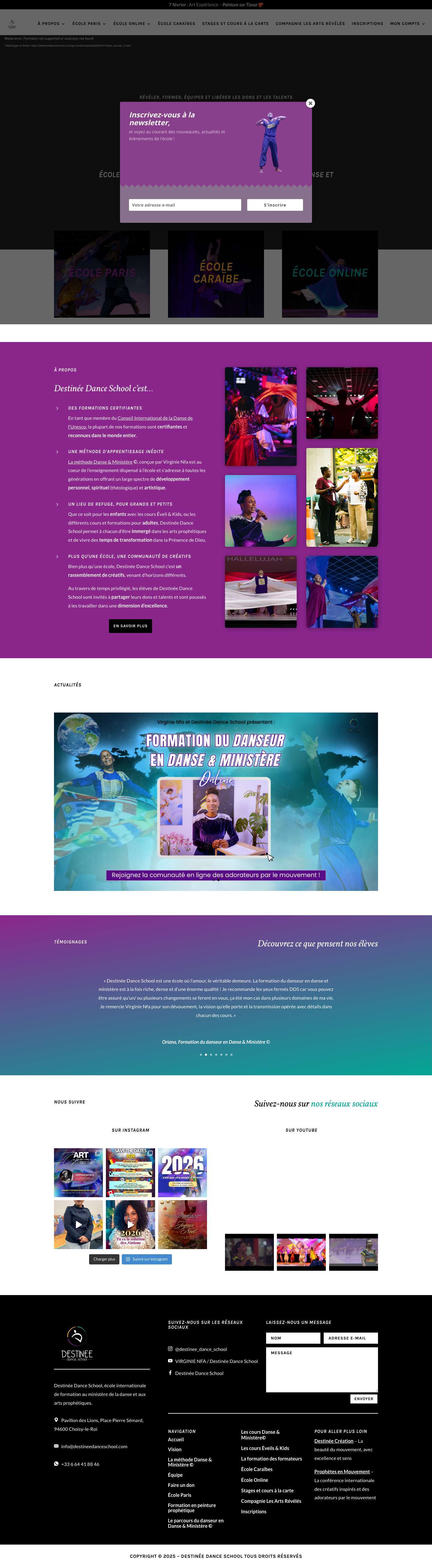 Destinée Dance School | École internationale de formation au ministère de la danse et aux arts prophétiques - Full Screenshot