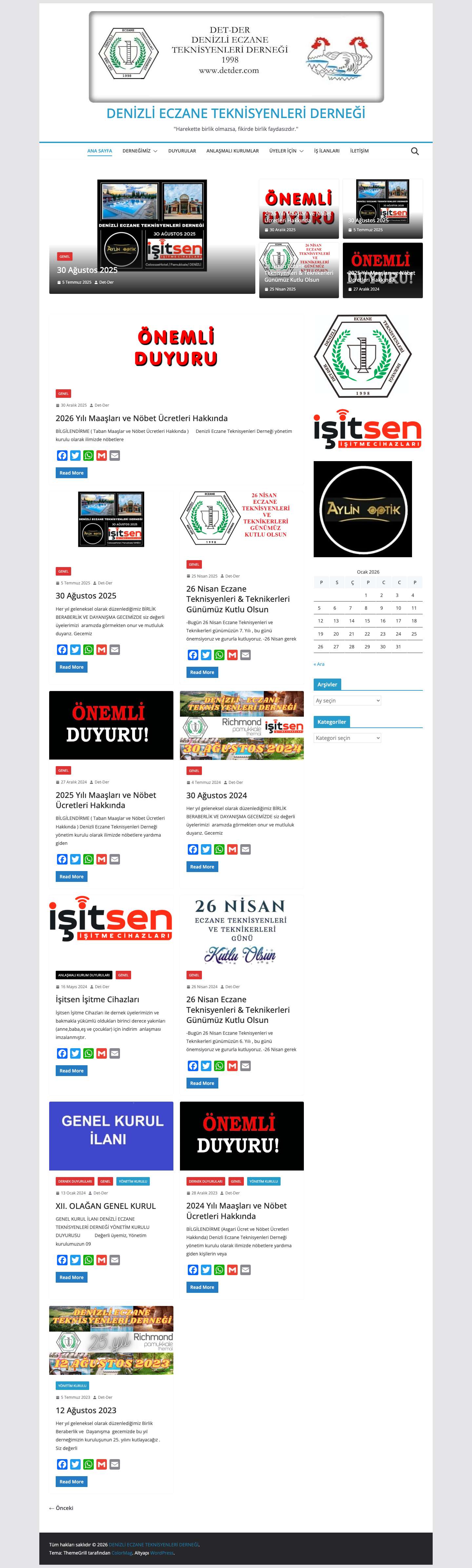 DENİZLİ ECZANE TEKNİSYENLERİ DERNEĞİ – ''Harekette birlik olmazsa, fikirde birlik faydasızdır.'' - Full Screenshot