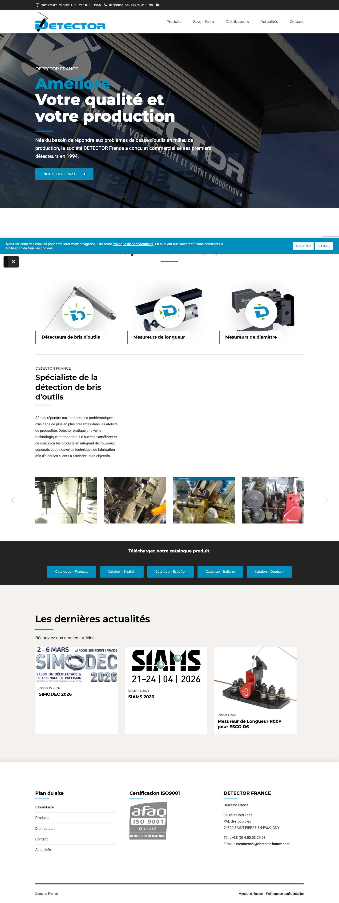 DETECTOR France | Détecteurs & mesureurs de machines-outils - Full Screenshot