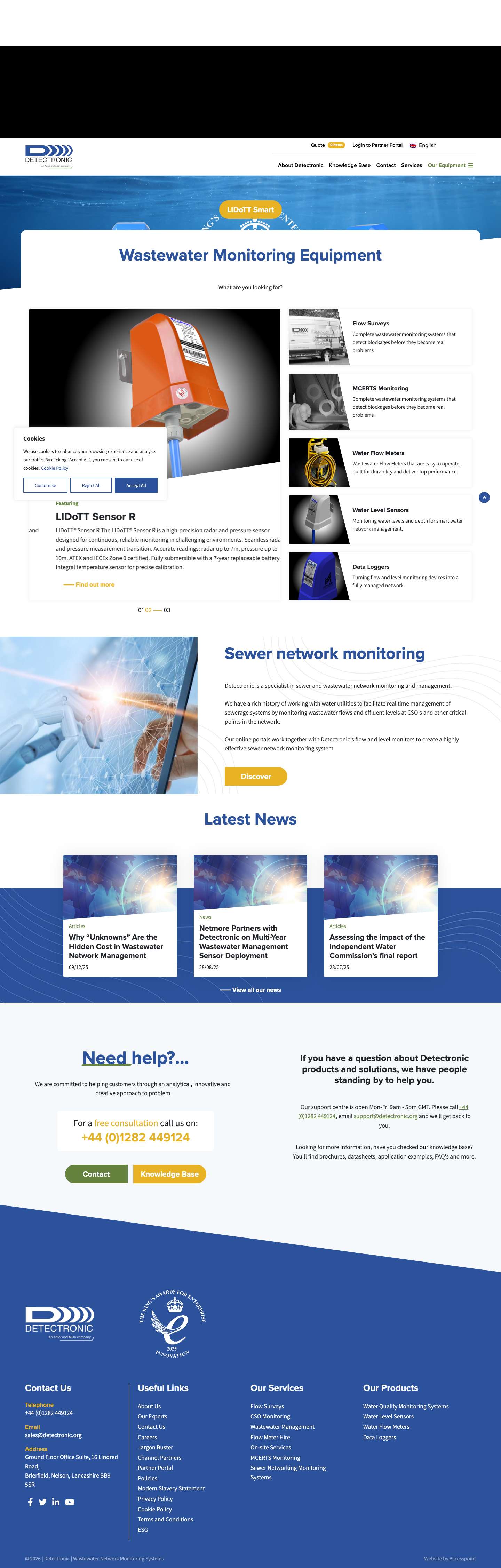 Home - Detectronic - Wastewater Network Monitoring Systems - Full Screenshot