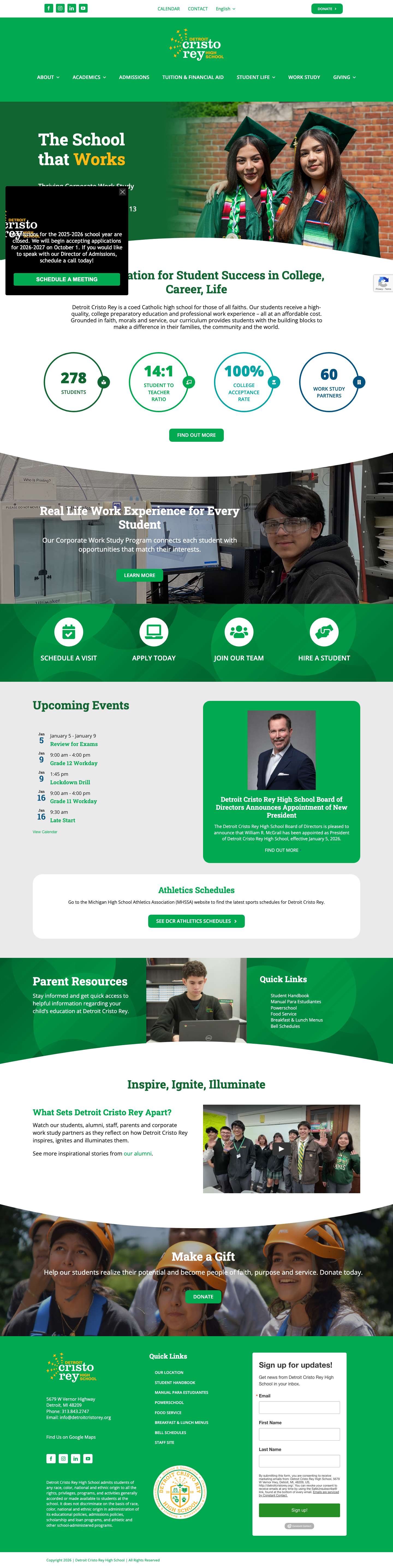 Home | Detroit Cristo Rey High School - Full Screenshot