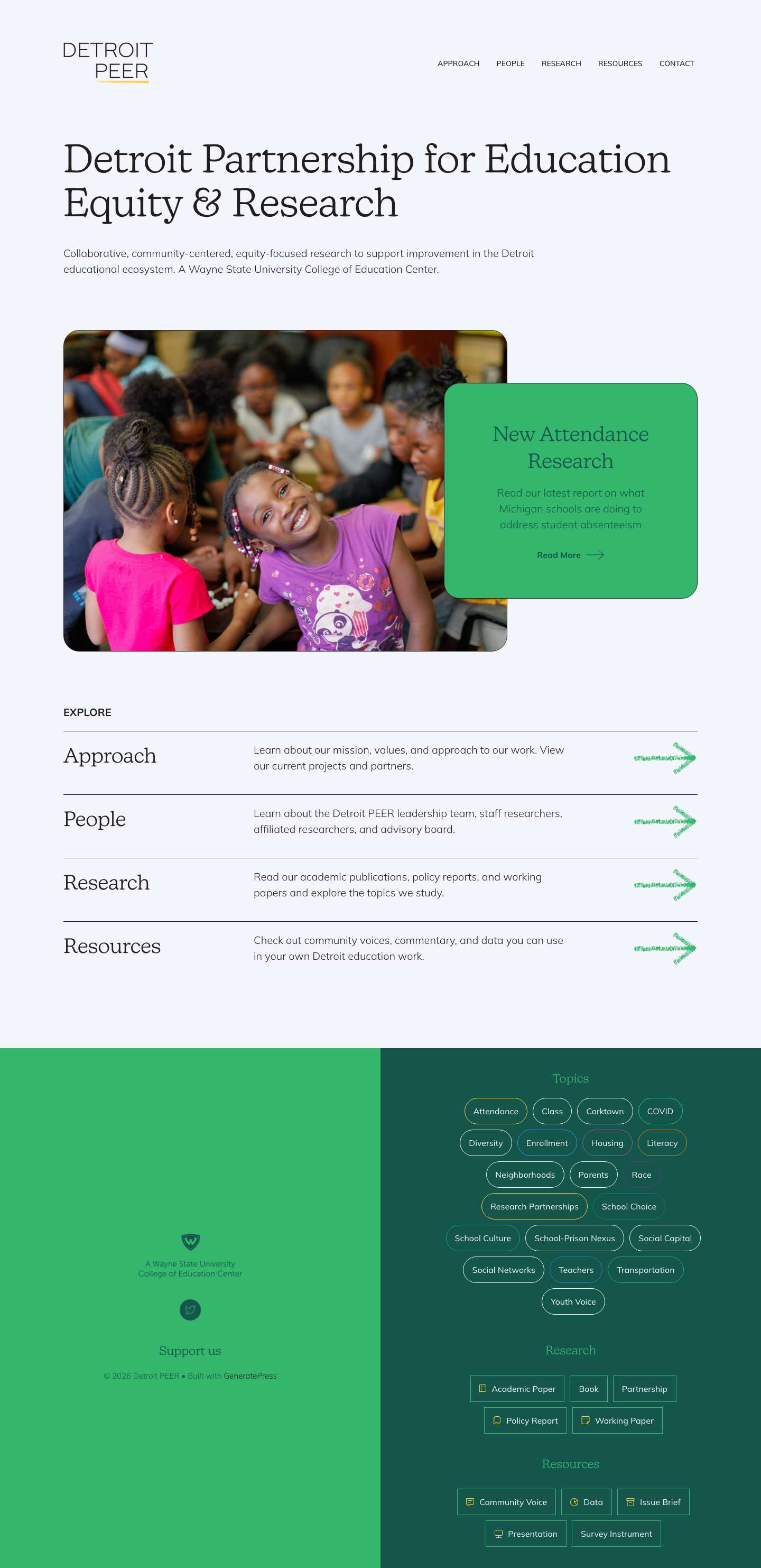 Detroit PEER – A Wayne State University College of Education Center - Full Screenshot