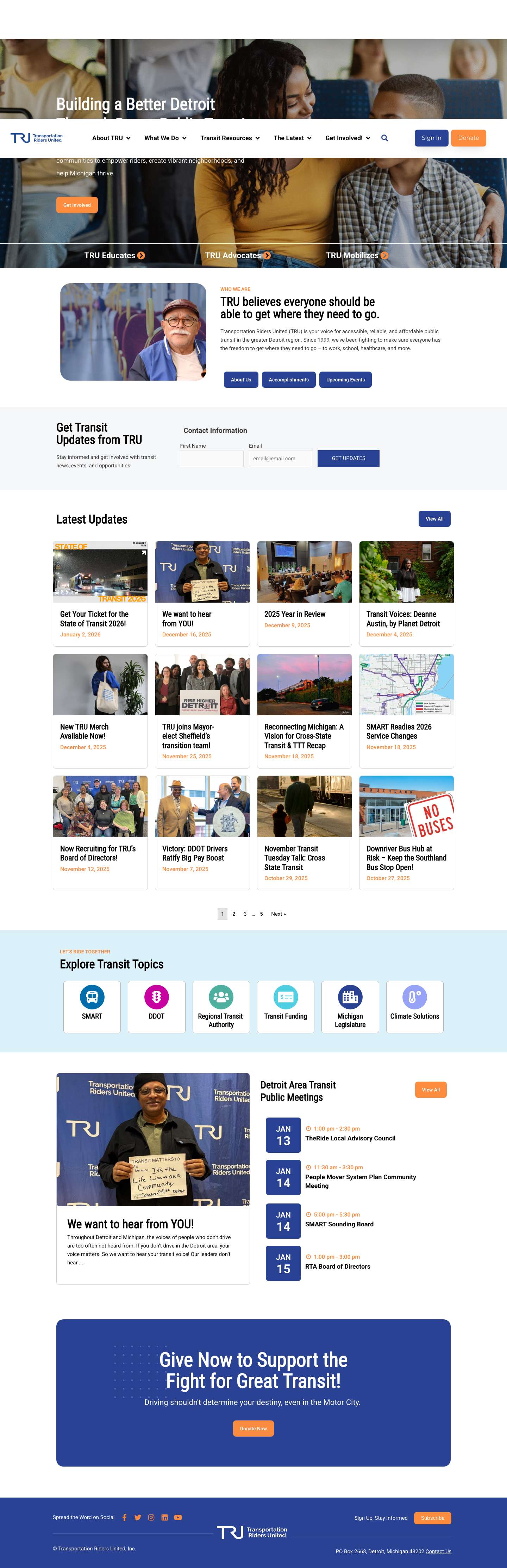 Home - Transportation Riders United - Full Screenshot
