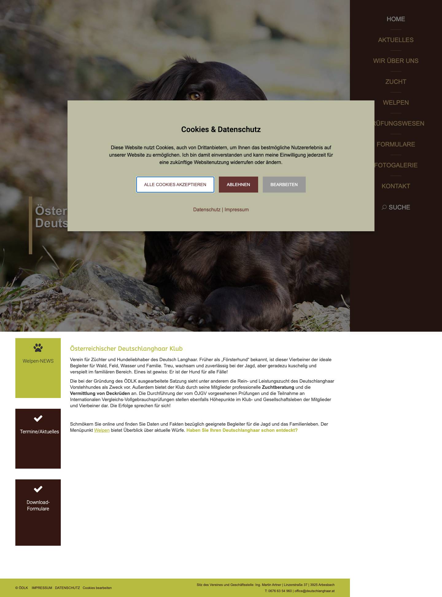 Deutschlanghaar-Klub – Österreichischer Klub zur Rein- und Leistungszucht des Deutschlanghaar Vorstehhundes. - Full Screenshot