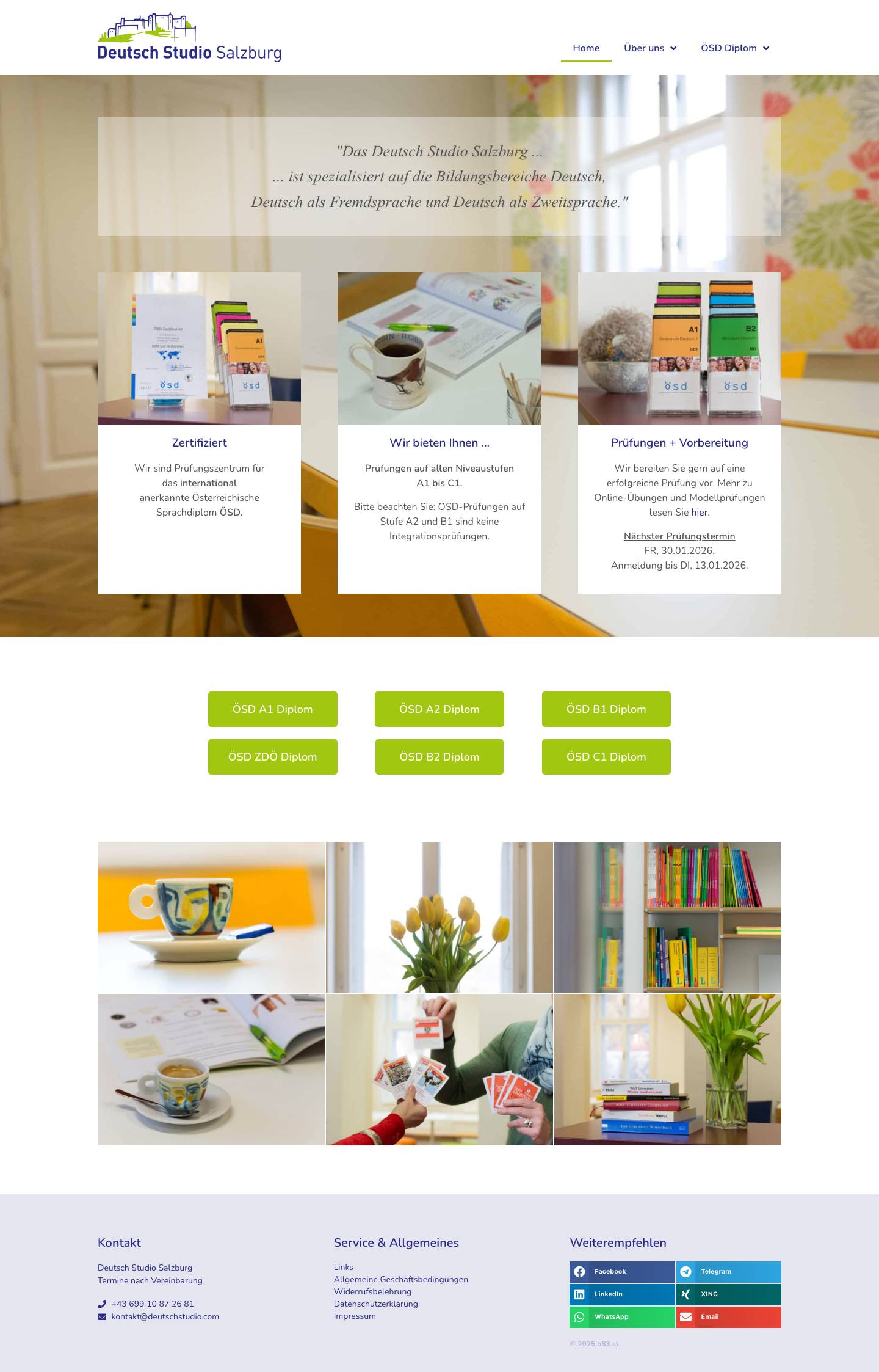 Deutschstudio Salzburg - ÖSD Prüfungen & Zertifizierungen - Full Screenshot