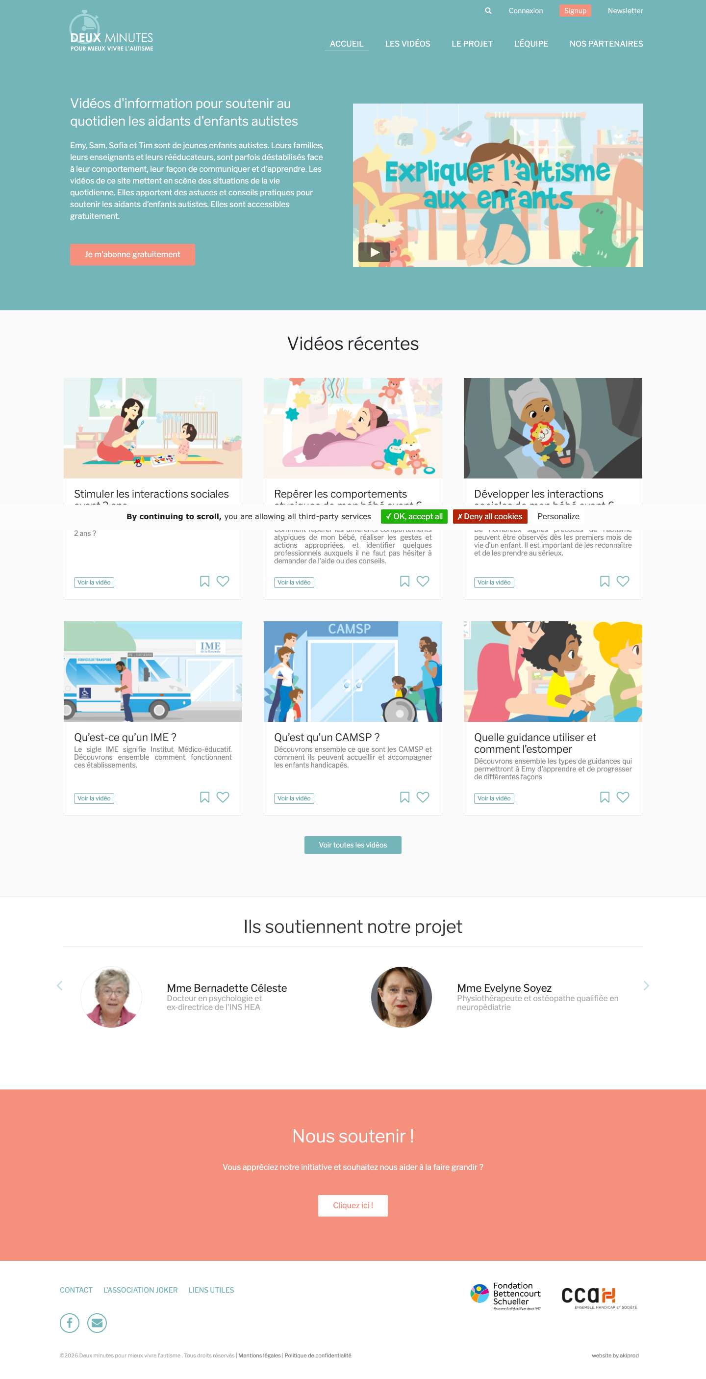 Deux minutes pour mieux vivre l'autisme – Vidéos d’information pratique pour mieux accompagner l’autisme d’un enfant - Full Screenshot