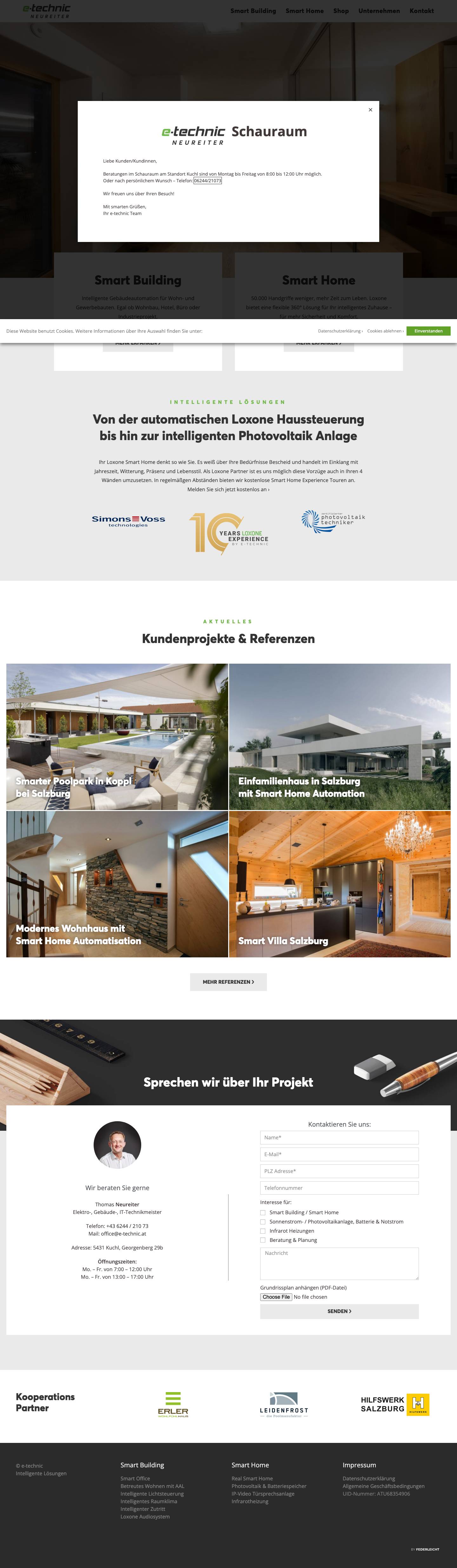 Smart Home Salzburg by e-technic & Zentrale Haussteuerung - Full Screenshot