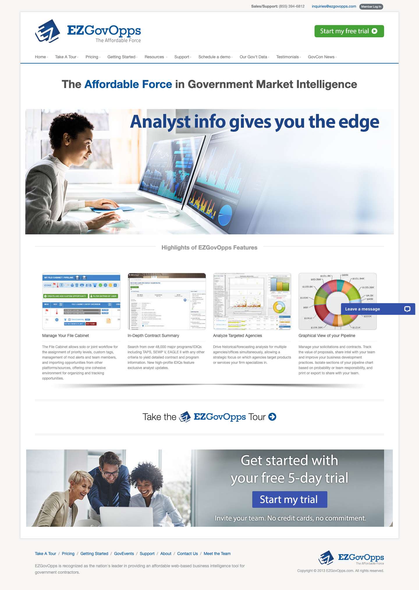 Federal Contract Procurement - EZGovOpps Market Intelligence - Full Screenshot