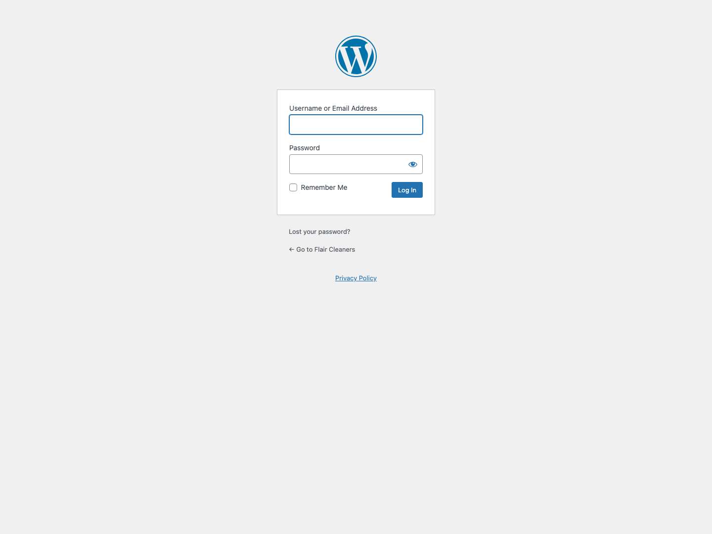Log In ‹ Flair Cleaners — WordPress - Full Screenshot