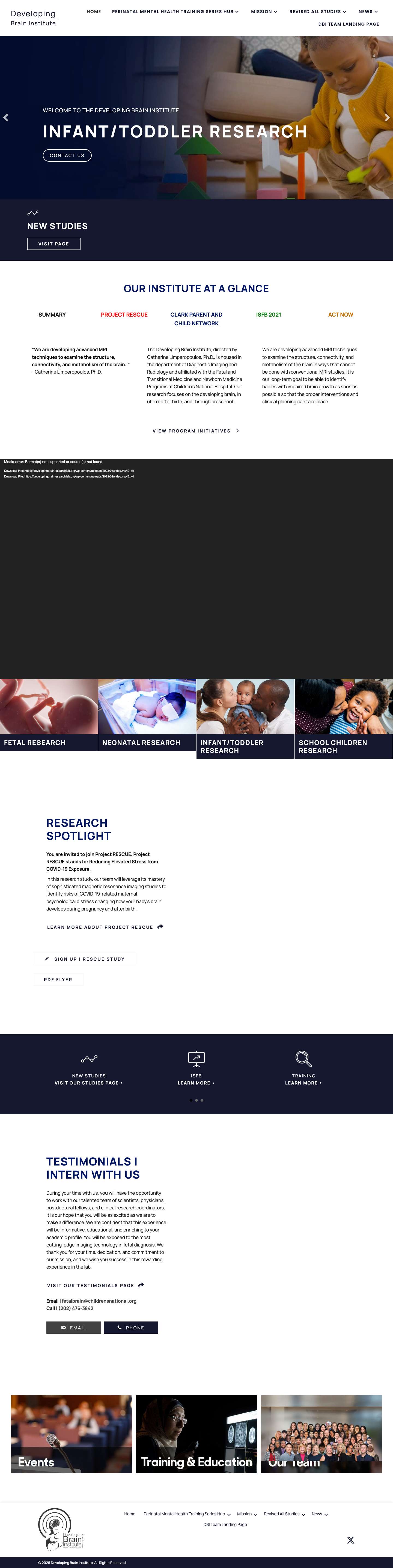 Brain Development Research and Studies in Washington, DC - Full Screenshot