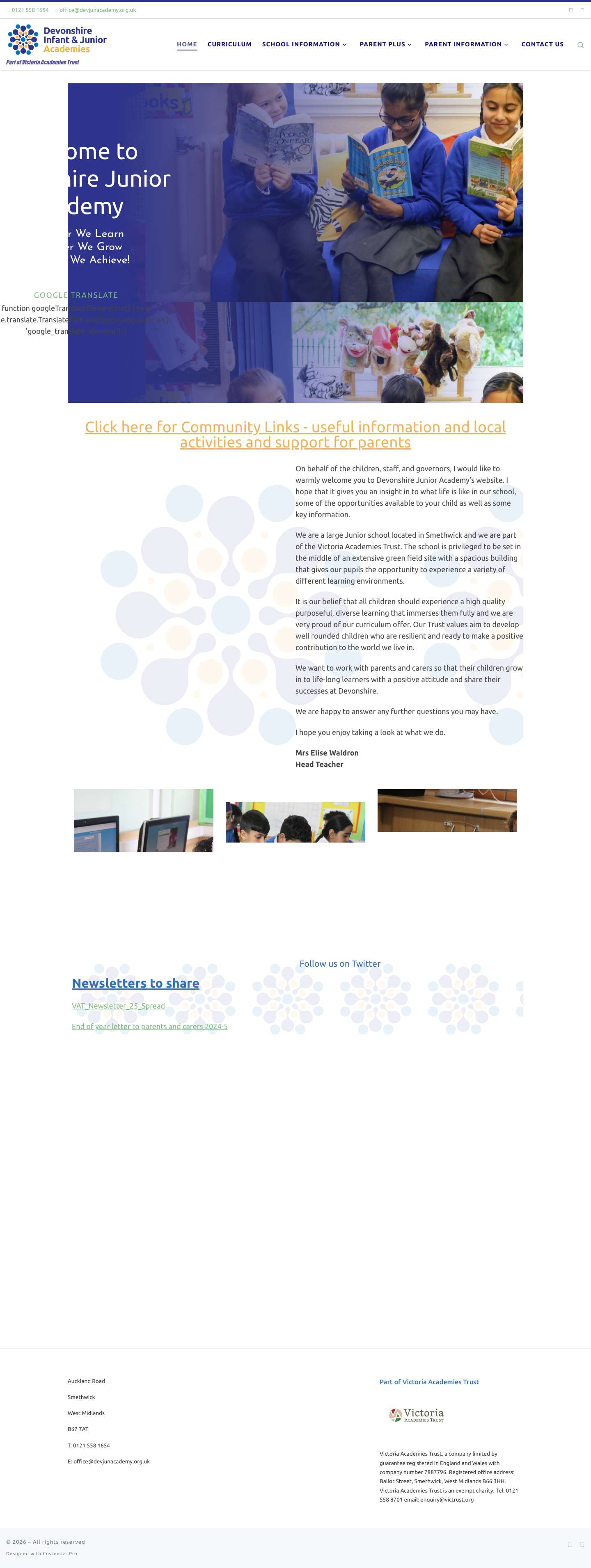 Part of Victoria Academies Trust - Full Screenshot