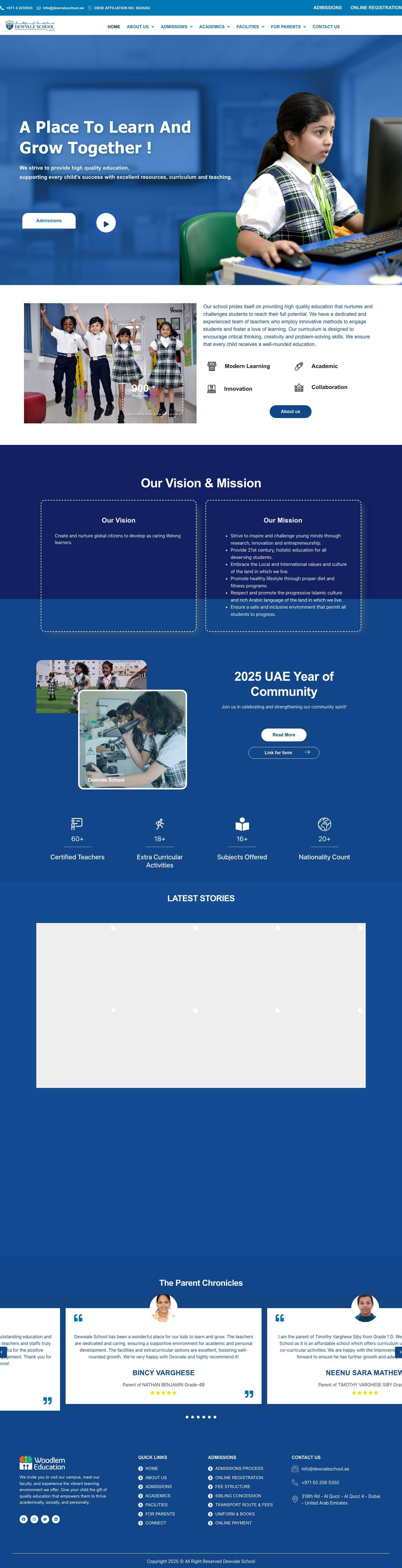 CBSE Schools in Dubai | Indian Schools in Al Quoz - Full Screenshot