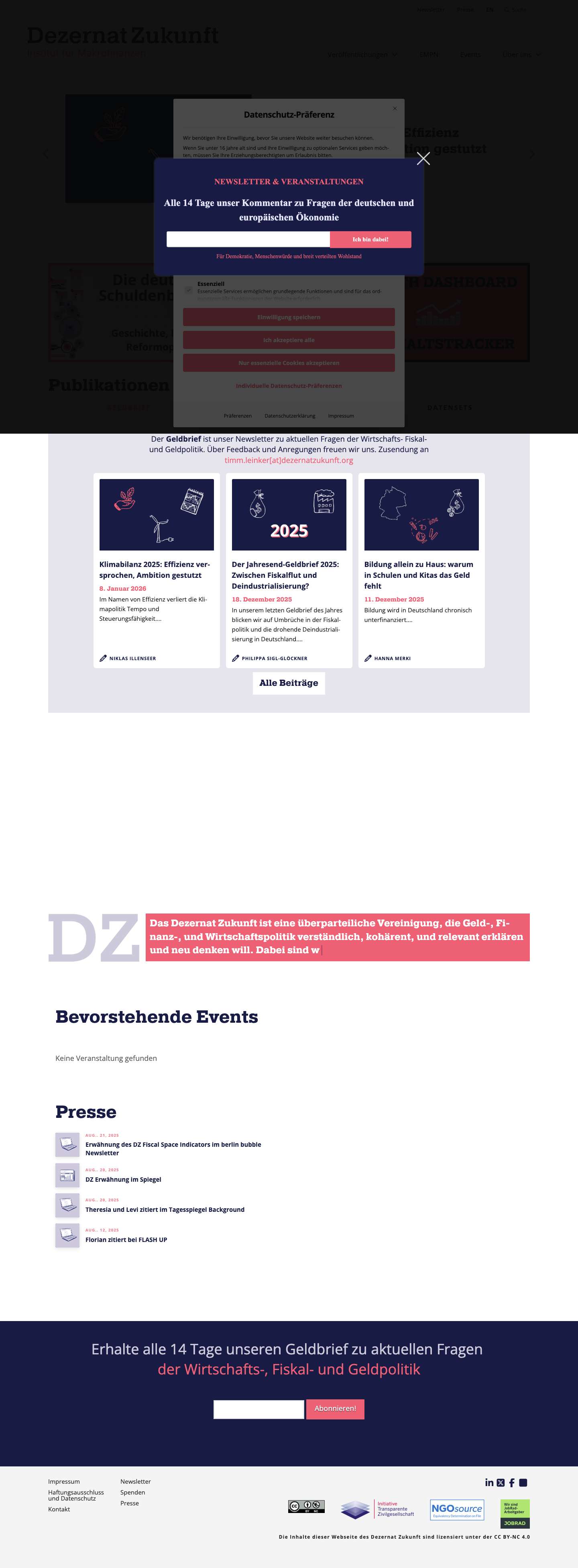 Dezernat Zukunft – Neue Finanzpolitik für Würde, Wohlstand, Demokratie - Full Screenshot
