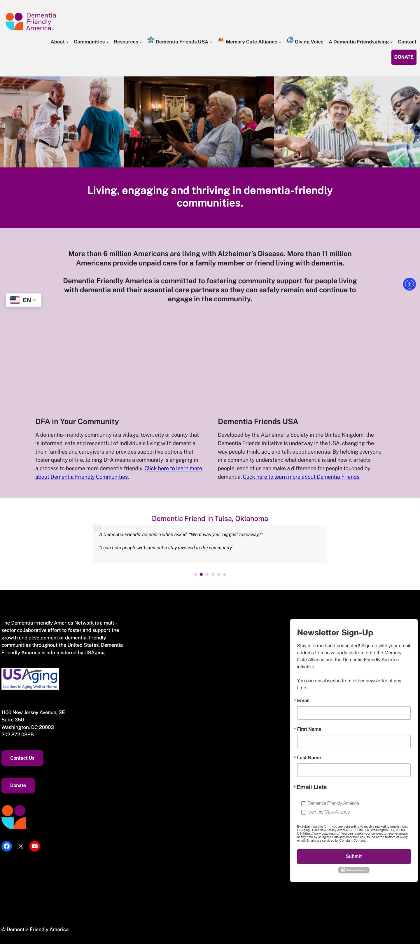 Dementia Friendly America - Full Screenshot