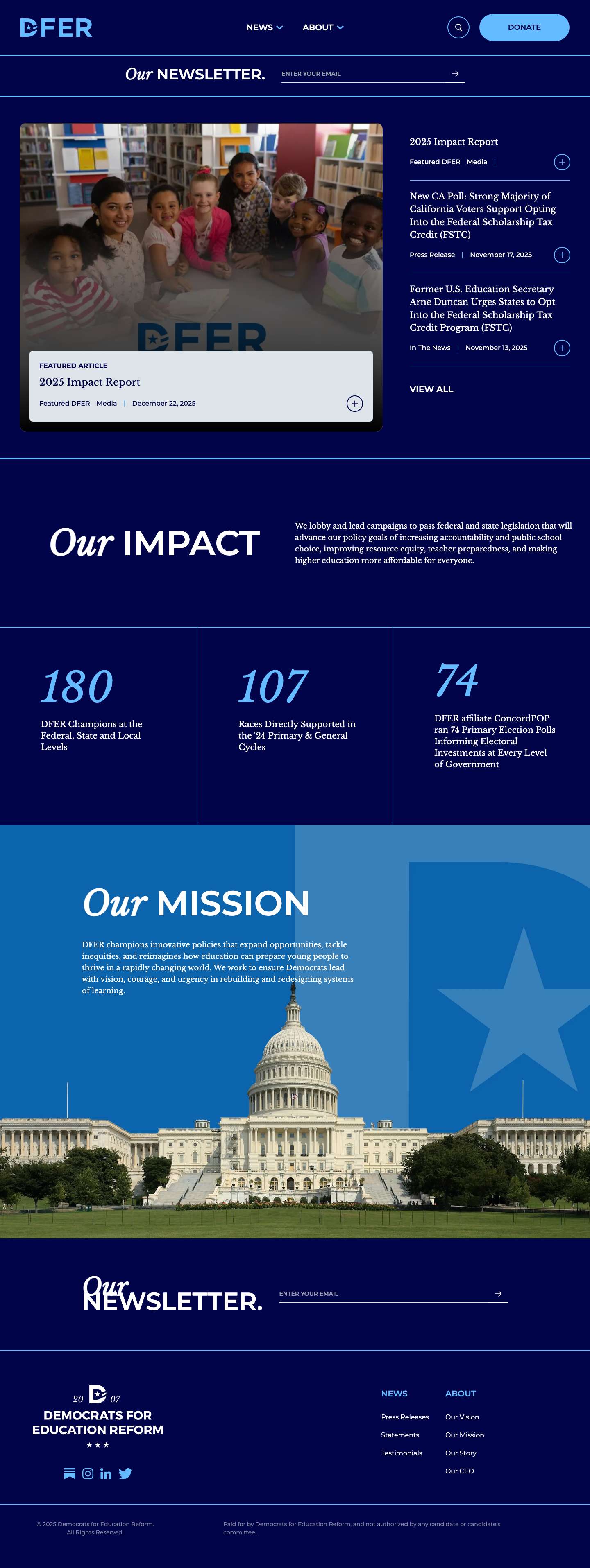 Home - Democrats for Education Reform - Full Screenshot