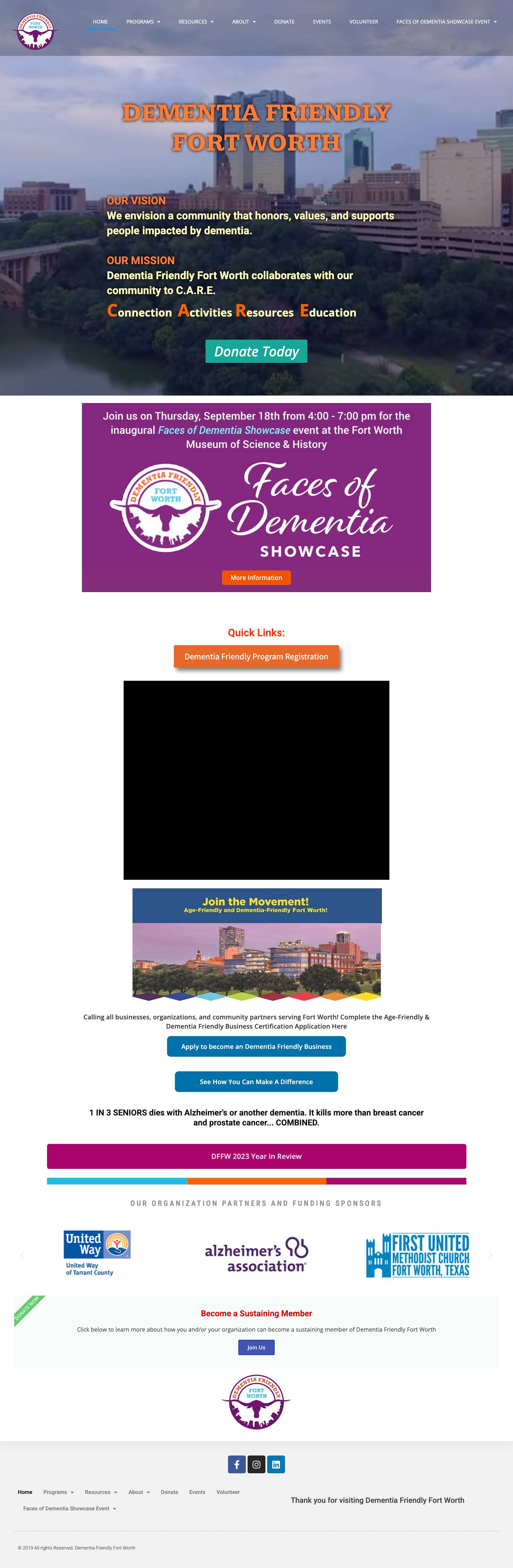 Home - Dementia Friendly Fort Worth - Full Screenshot
