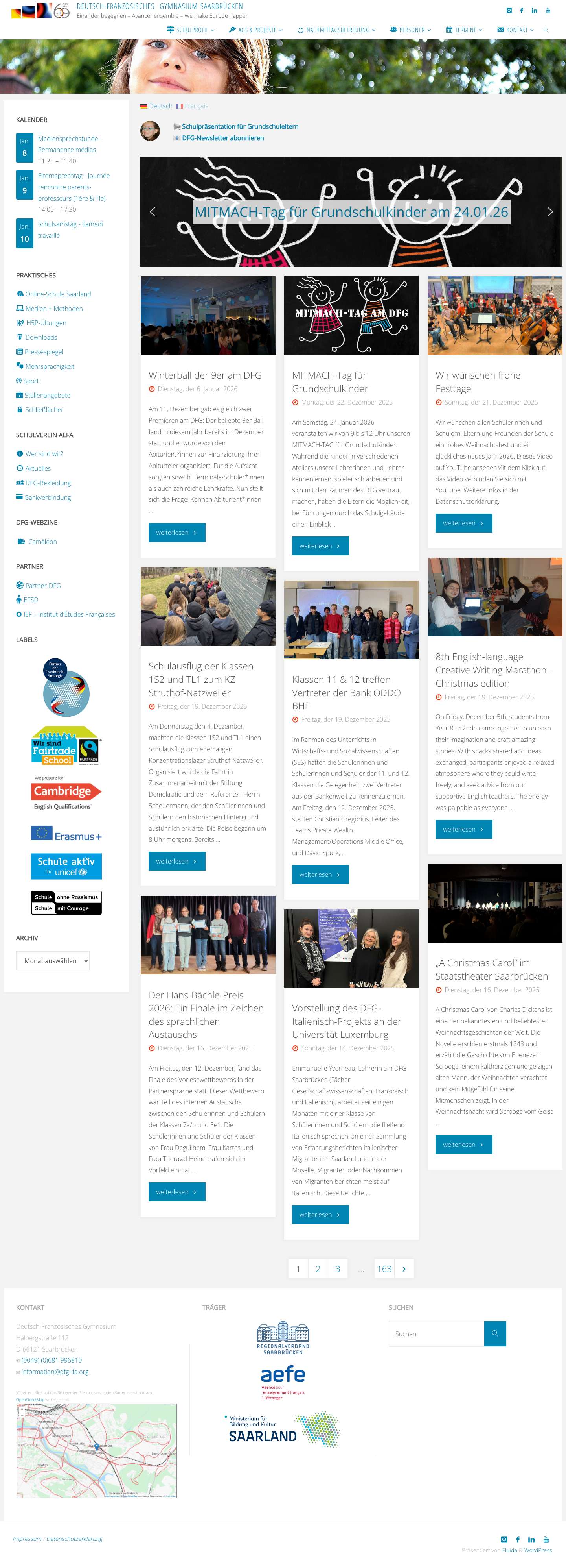 Deutsch-Französisches­ Gymnasium Saarbrücken - Einander begegnen – Avancer ensemble – We make Europe happen - Full Screenshot