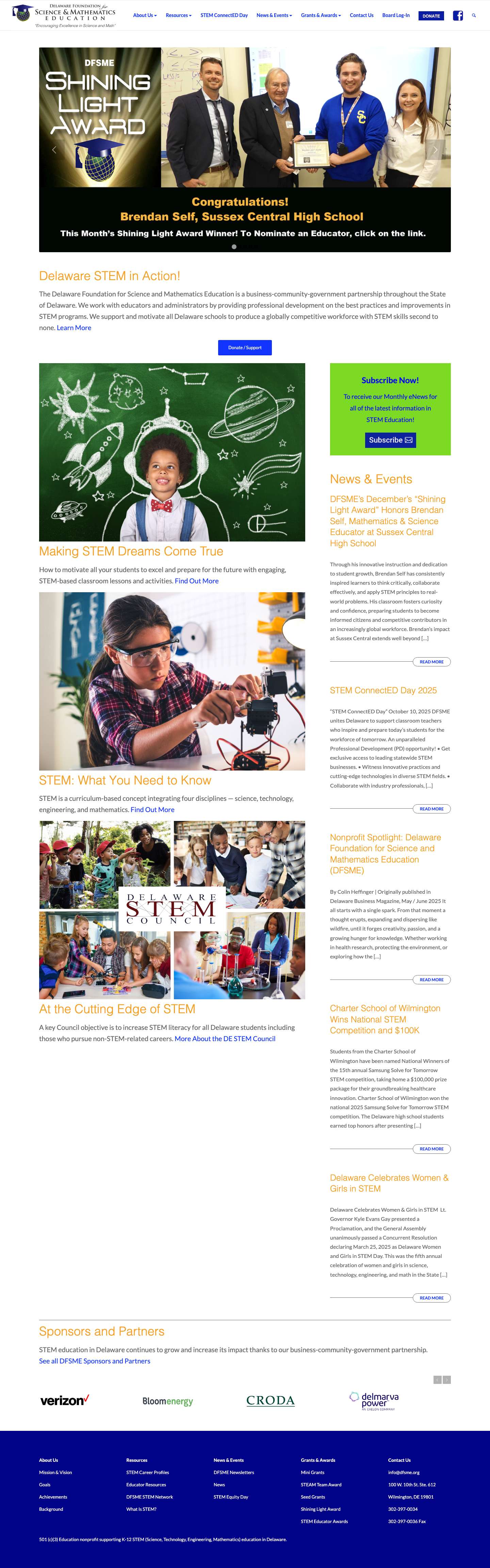 Delaware Foundation for Science & Mathematics Education – Encouraging Excellence in Science and Math - Full Screenshot