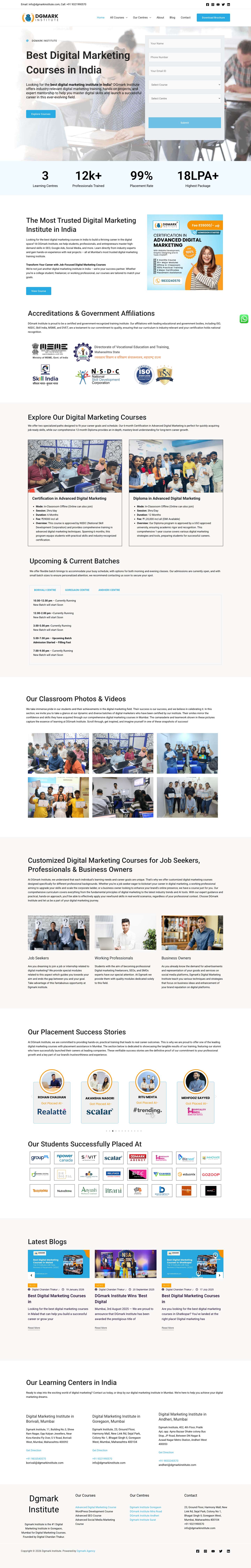 DGmark Institute | Best Digital Marketing Courses in India with Placement - Full Screenshot