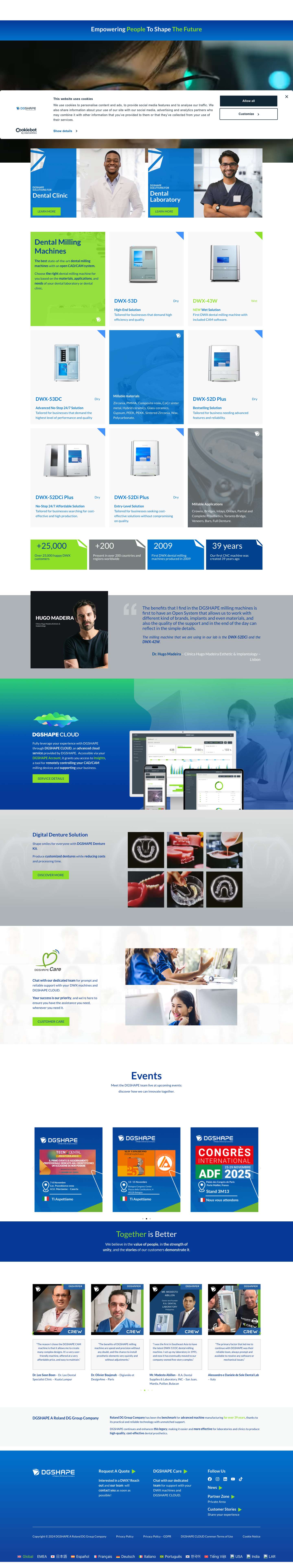 HOMEPAGE - DGSHAPE - Dental Milling Machine - Full Screenshot