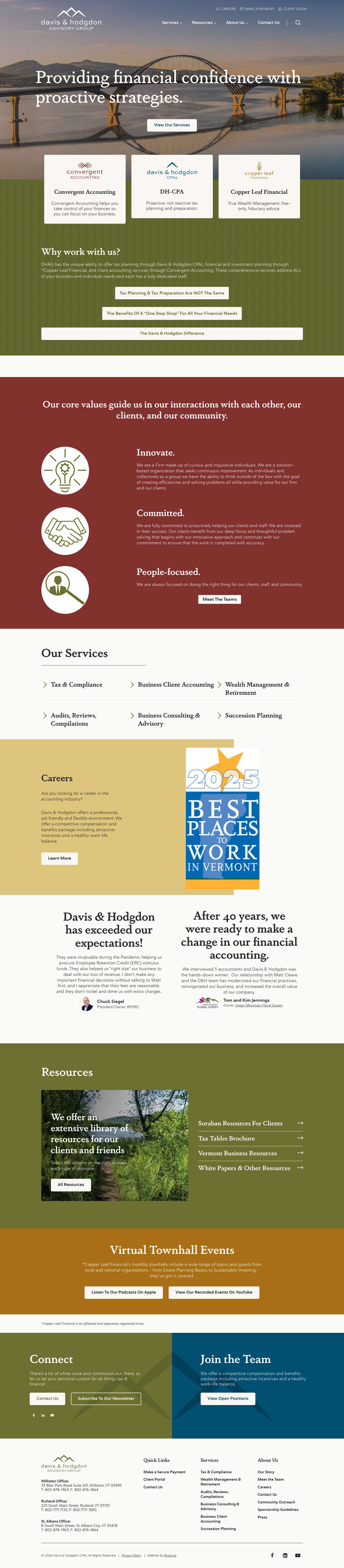Burlington and Rutland Vermont CPA Firm — Davis & Hodgdon CPAs - Full Screenshot