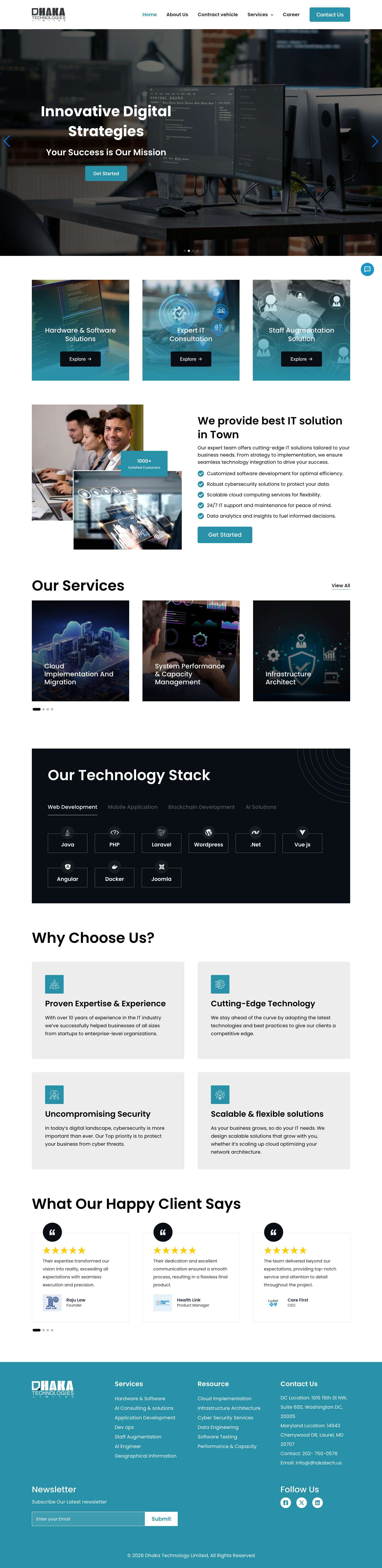 Home | Dhaka Technologies Ltd - Full Screenshot