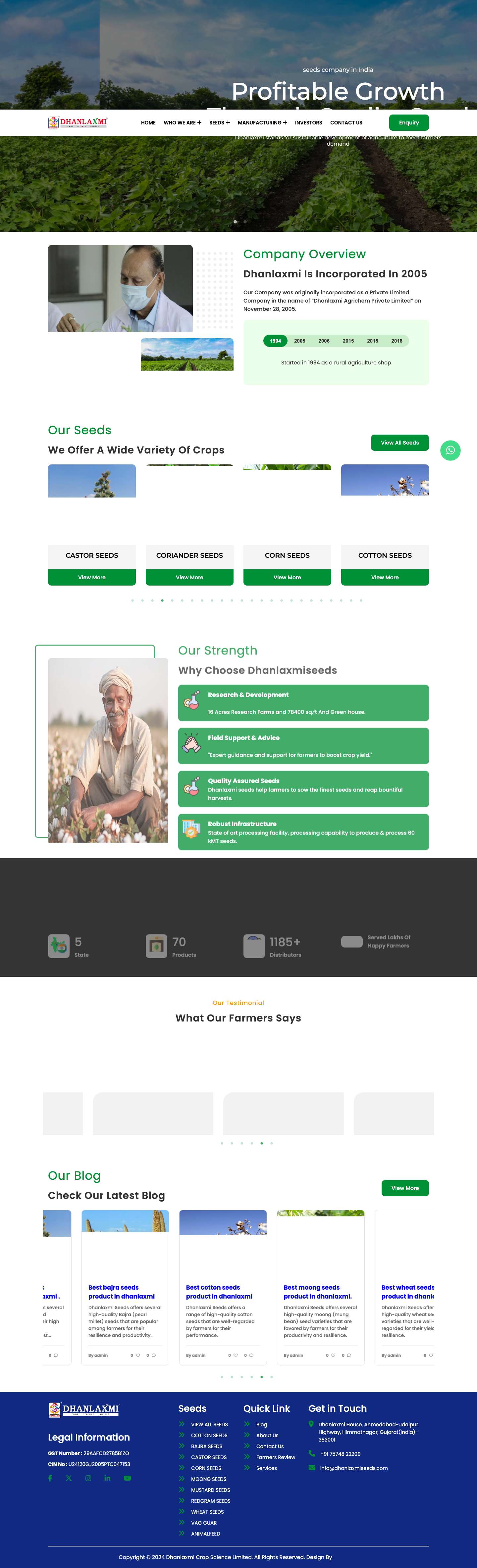 Dhanlaxmi Seeds Limited - Leading Seeds Company In India - Full Screenshot