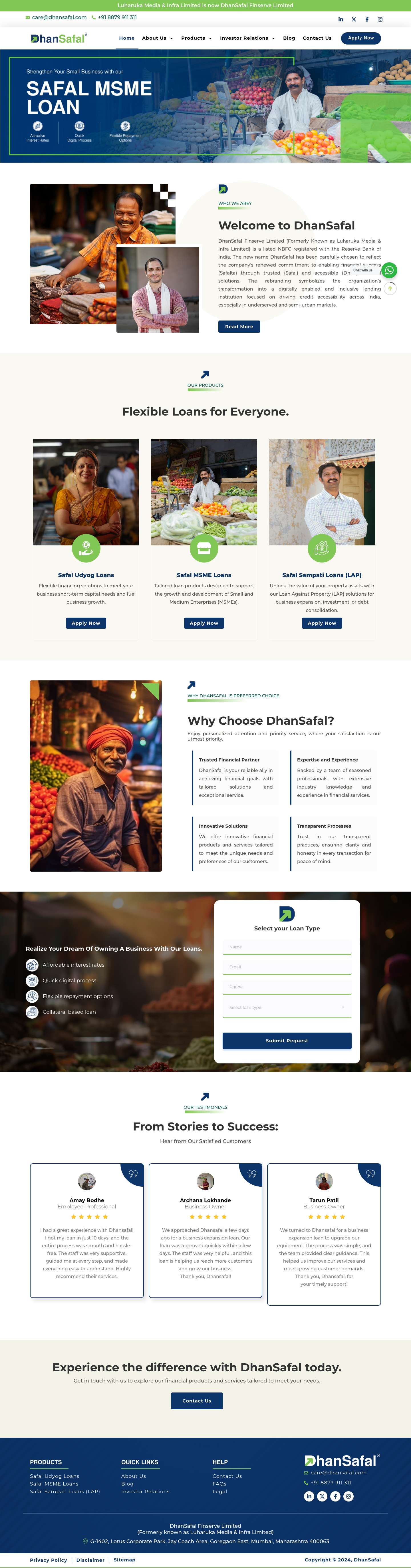 Dhan Safal – Your Trusted Financial Partner - Full Screenshot
