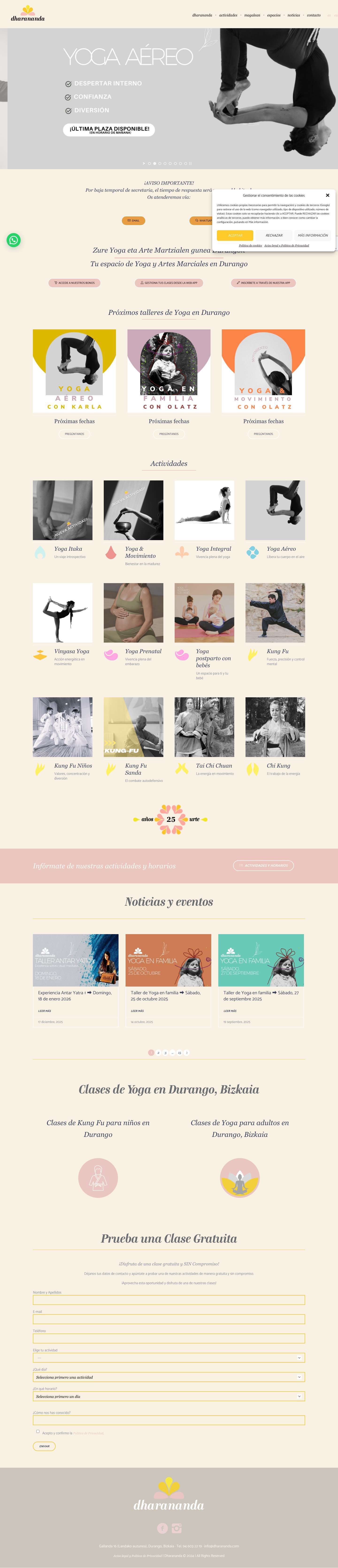 Centro de Yoga en Durango, Bizkaia | Dharananda Yoga Durango Bizkaia - Full Screenshot