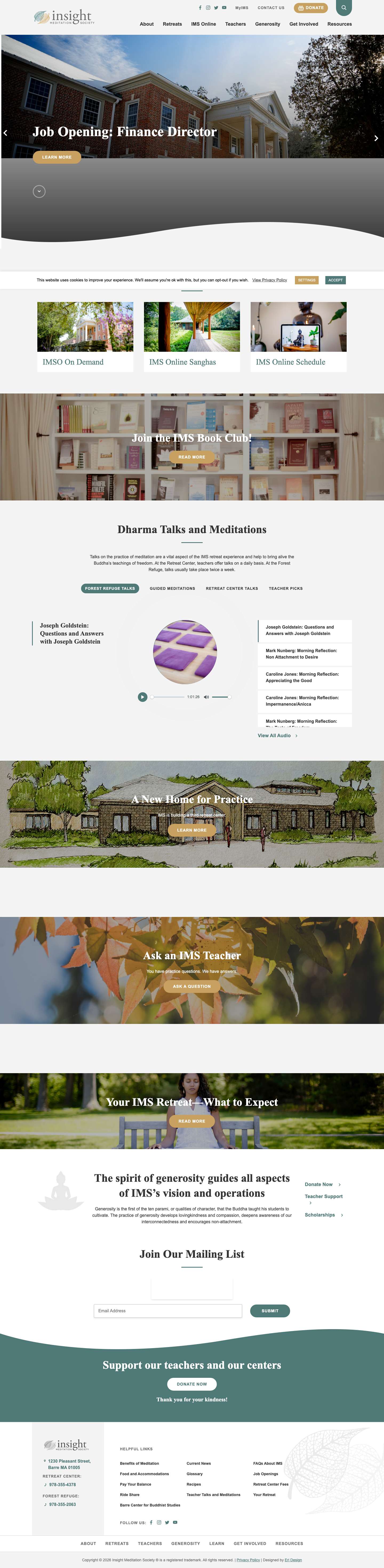 Insight Meditation Society – Tranquility. Wisdom. Compassion. - Full Screenshot