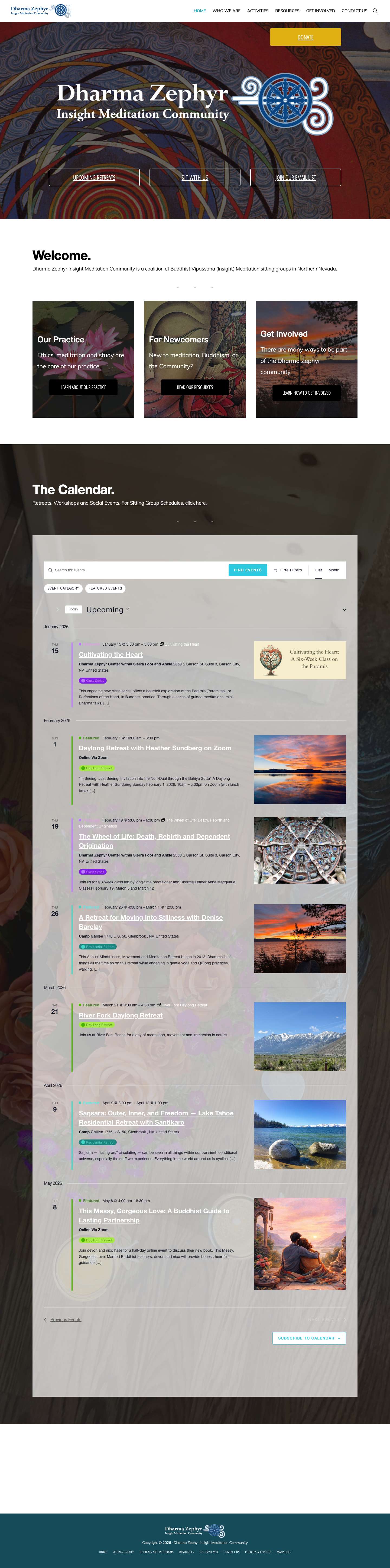 Homepage — Dharma Zephyr Insight Meditation Community - Full Screenshot