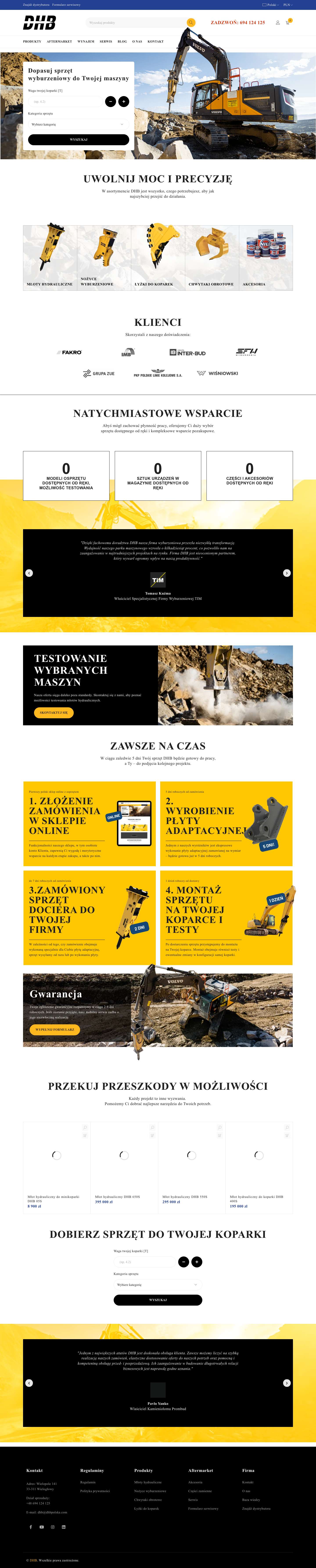 Sprzęt wyburzeniowy do Twojej maszyny - DHB Polska - Full Screenshot