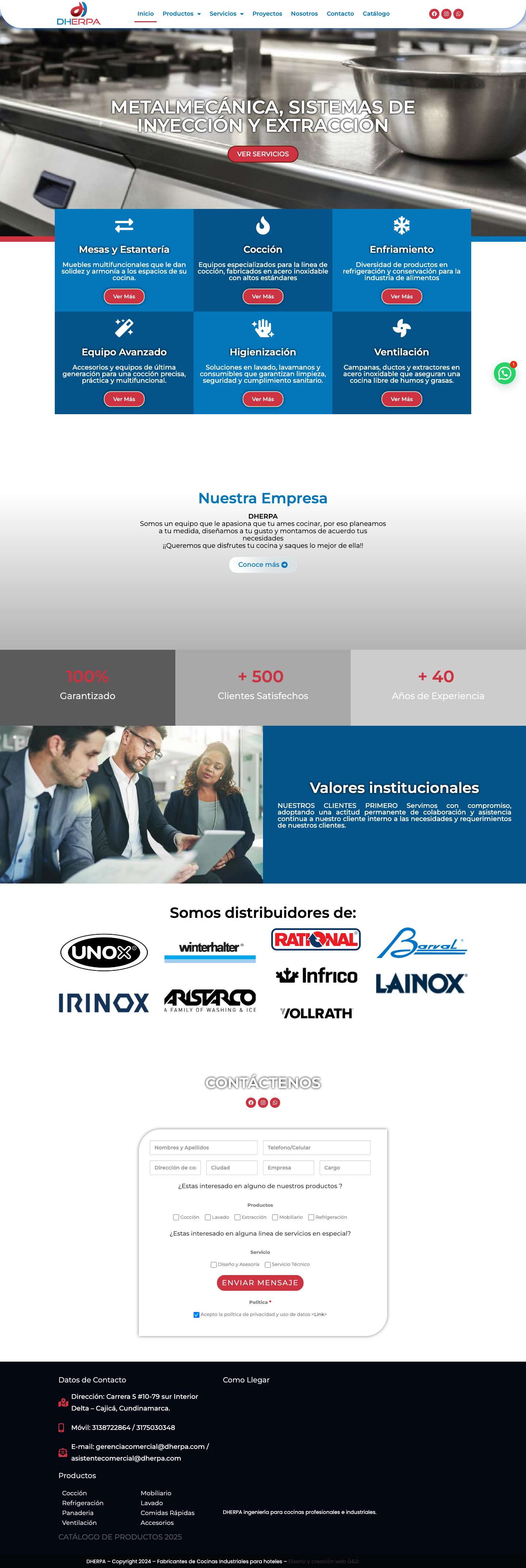 Inicio - Dherpa SAS- Cocinas Industriales - Full Screenshot