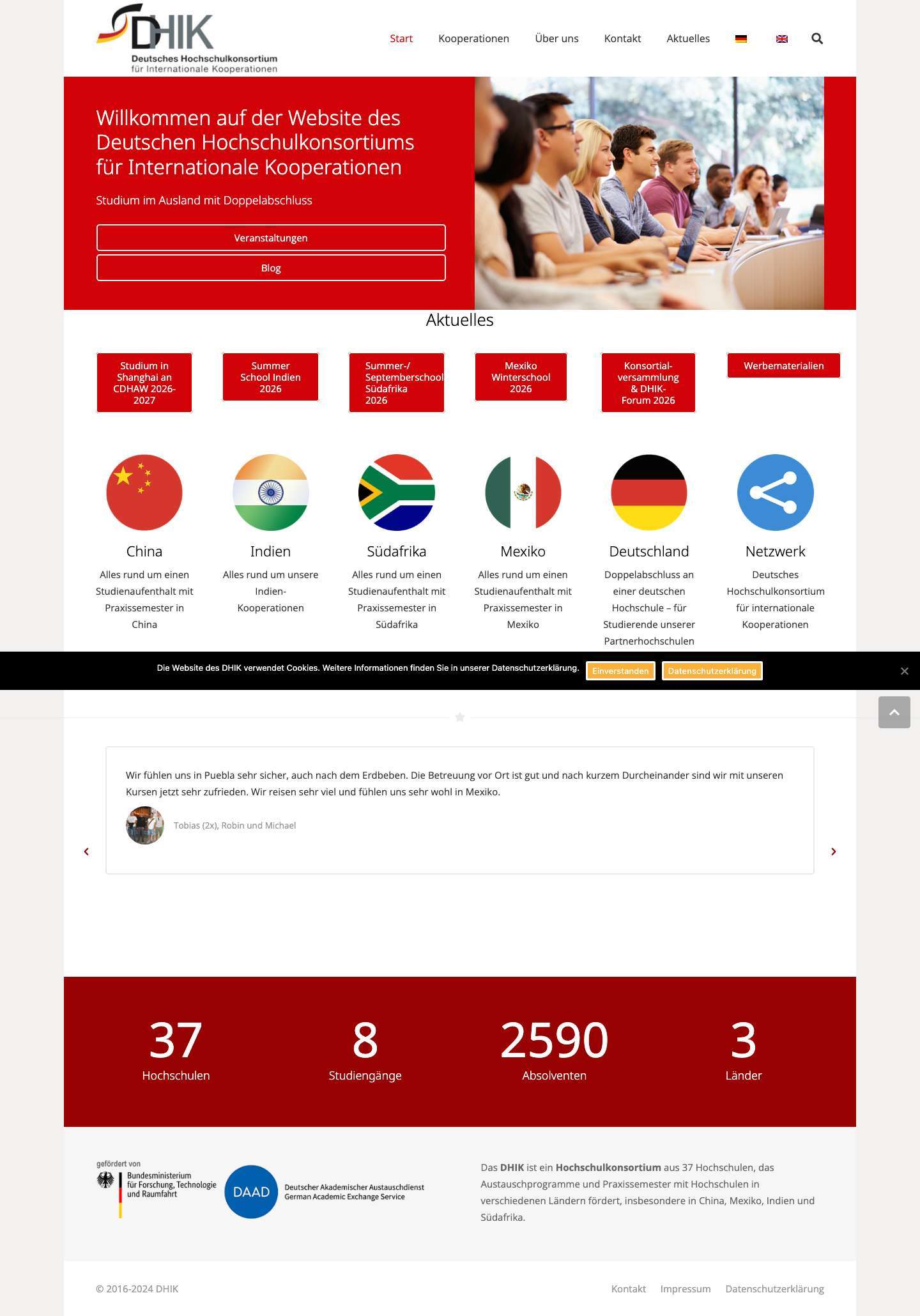 DHIK – Deutsches Hochschulkonsortium fuer internationale Kooperationen - Full Screenshot