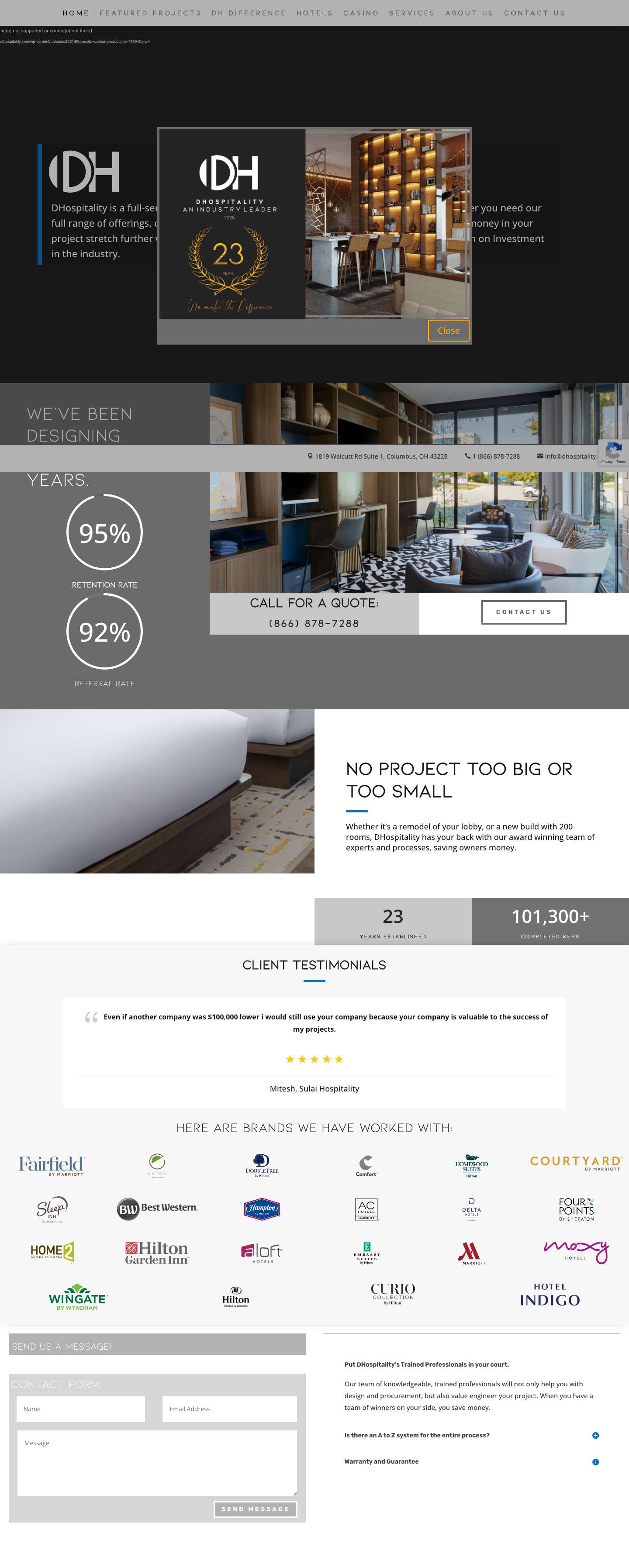 Home - DHospitality - Full Screenshot