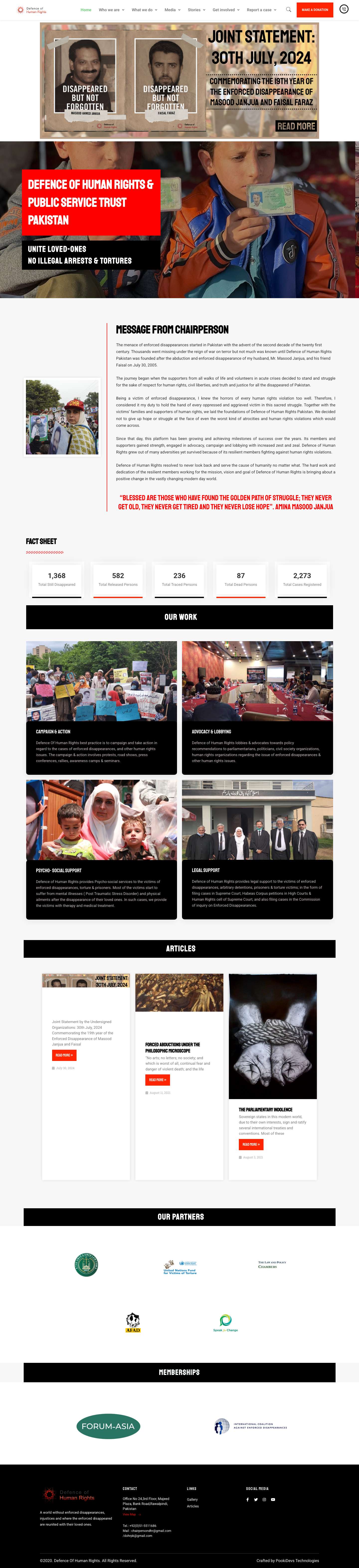 Defence of Human Rights – A movement for the recovery of enforced disappeared persons - Full Screenshot