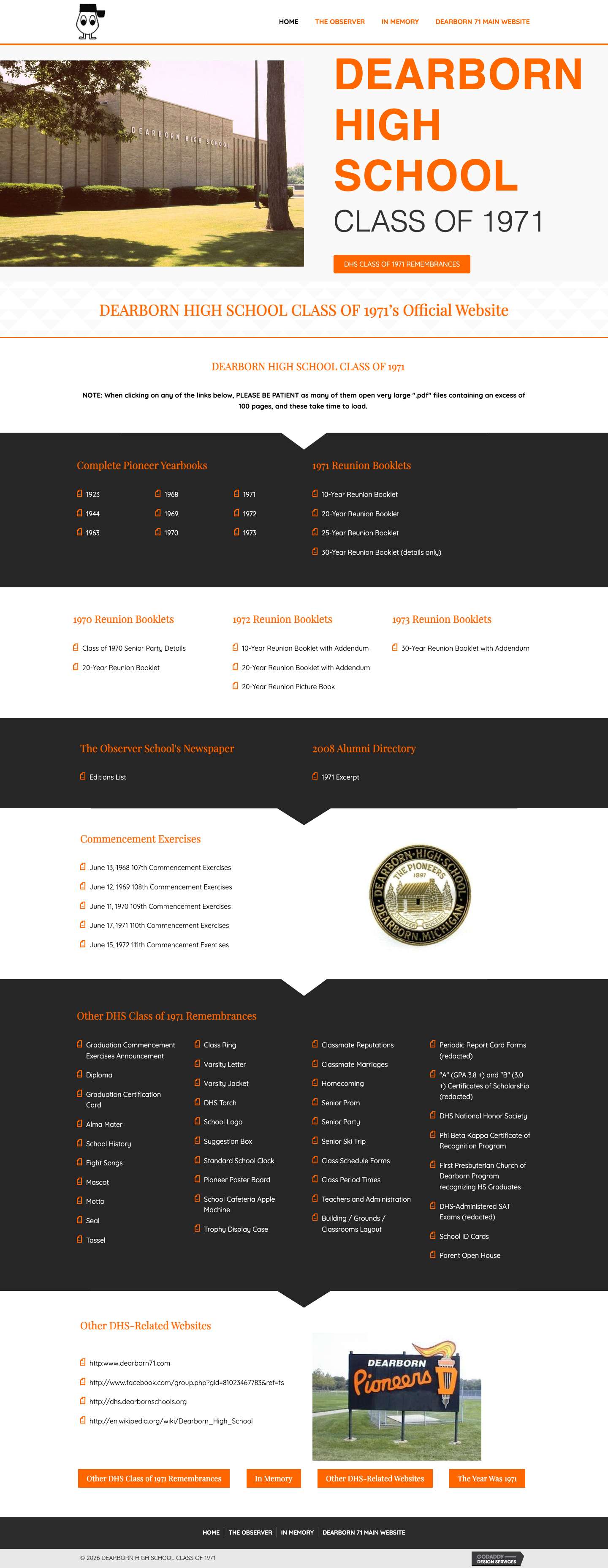 Home - DEARBORN HIGH SCHOOL CLASS OF 1971 - Full Screenshot