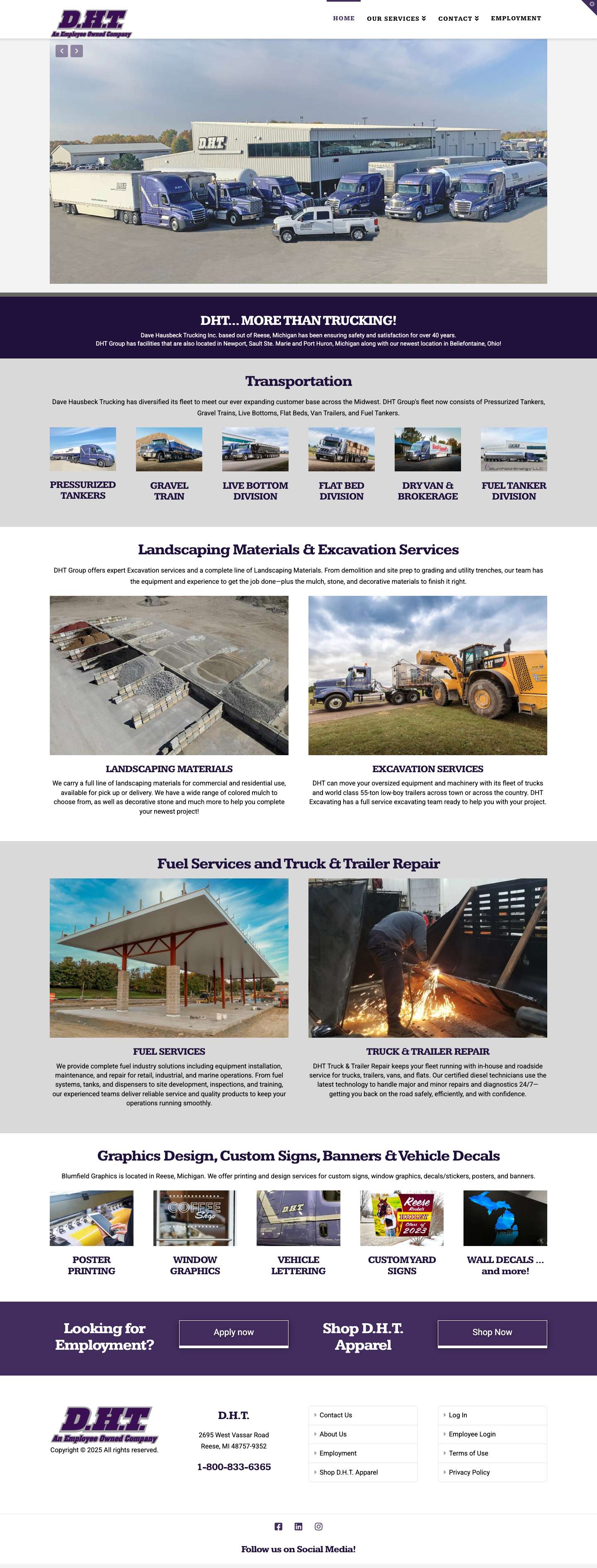 Home - D.H.T. Your Midwest Transportation Company - Full Screenshot