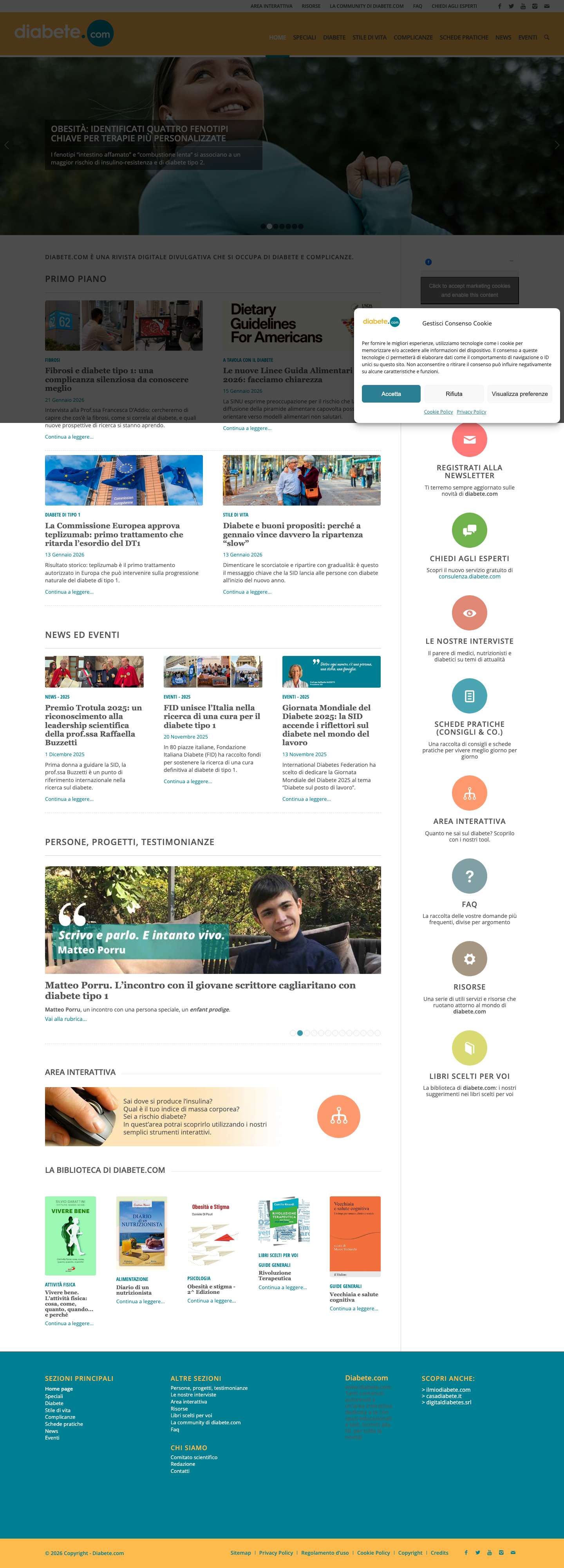 Il sito dedicato al diabete - Diabete.com - Full Screenshot