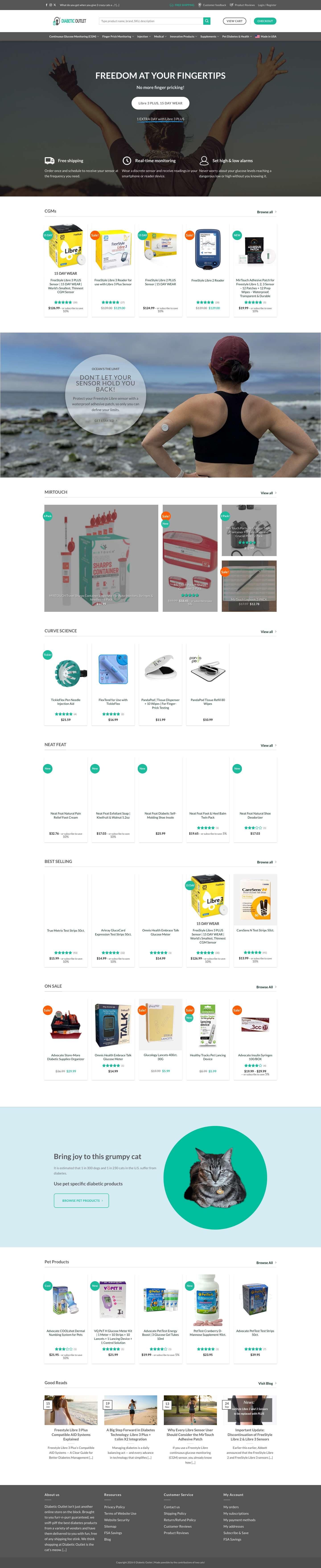 One-stop Shop for Diabetic Products with Free Shipping | Diabetic Outlet - Full Screenshot